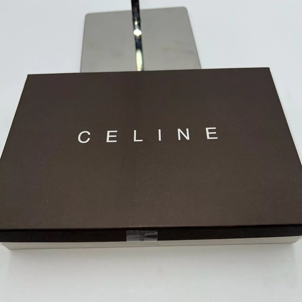 Celine Wallets CELINE RARE Embossed Macadam Long Leather Wallet with full inclusion Orange