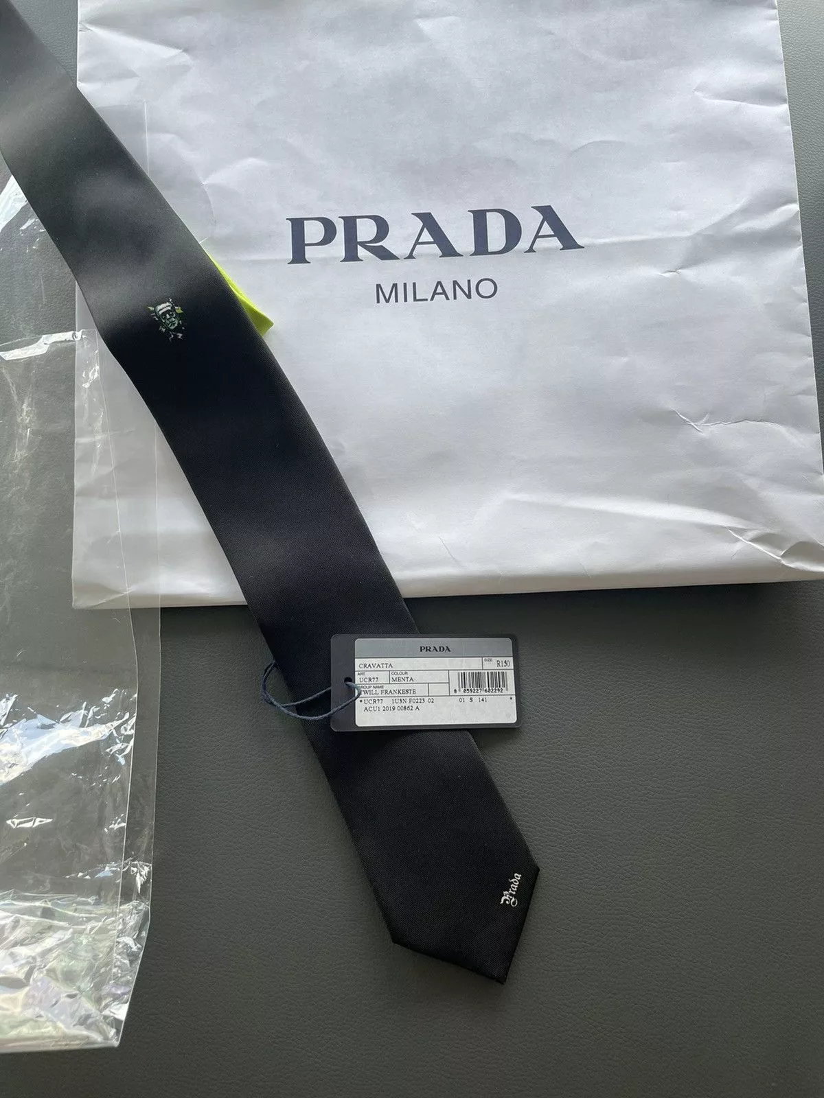 Prada Ties Pocketsquares Prada × Universal Studios Limited Edition Prada x Universal Frankenstein Pure Silk Tie Black