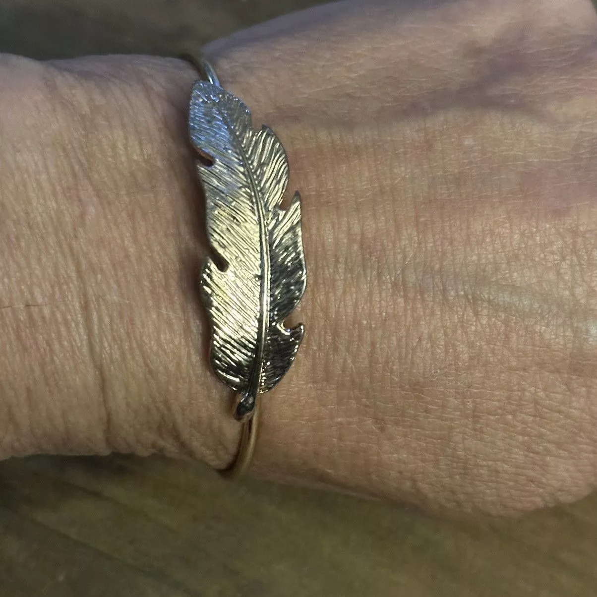 Other Bracelets Other Gold tone feather bangle bracelet