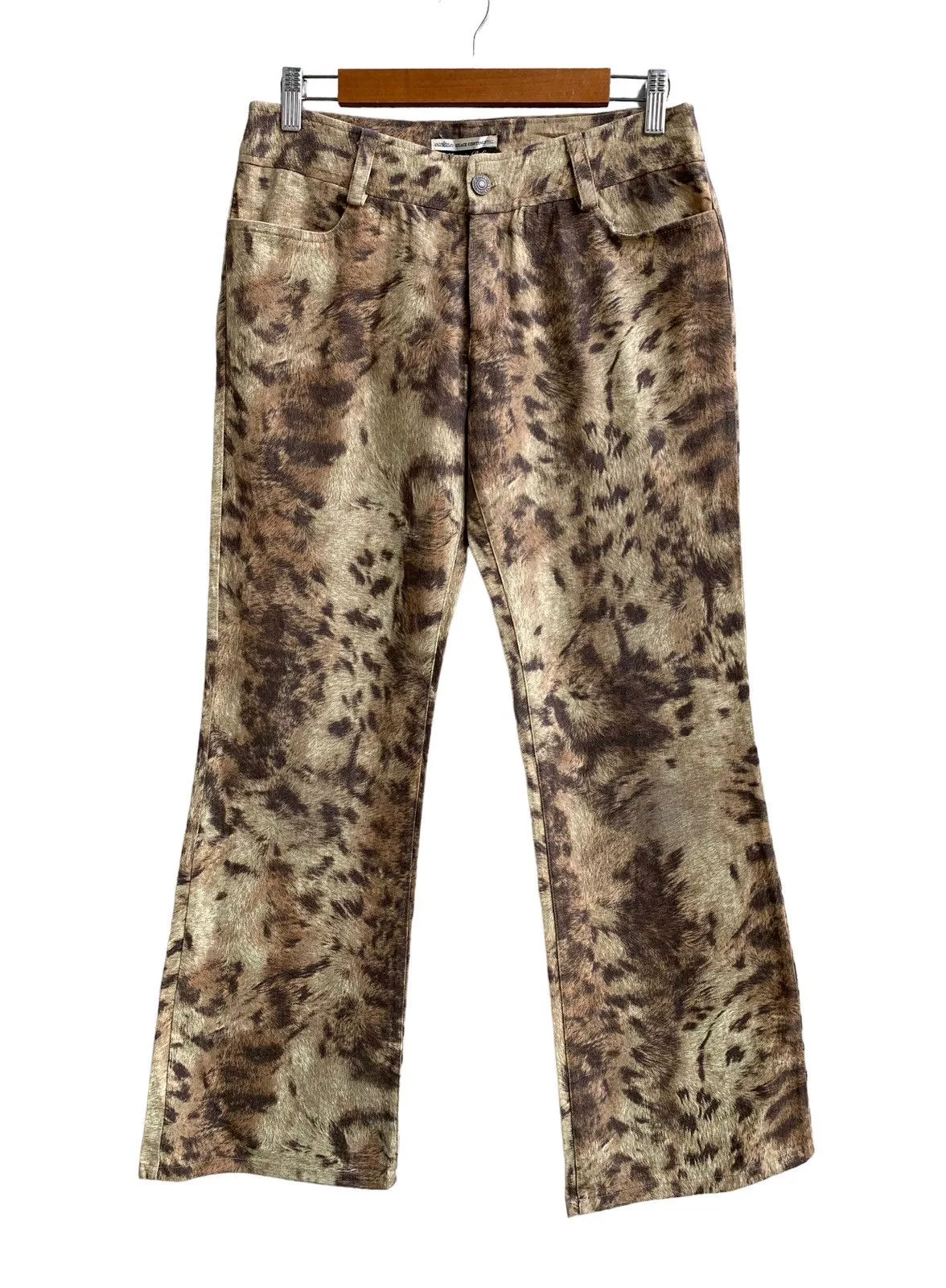 Designer Pants Designer Vintage Grace Continental Leopard Print Flare Brown
