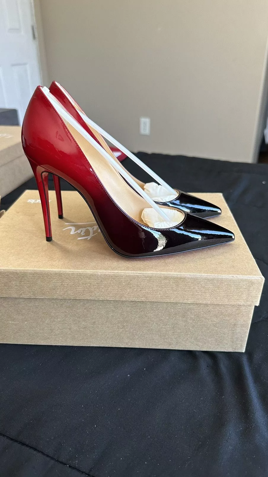 Christian Louboutin Heels Christian Louboutin × Designer Christian Louboutin Kate 100mm patent leather pump black red