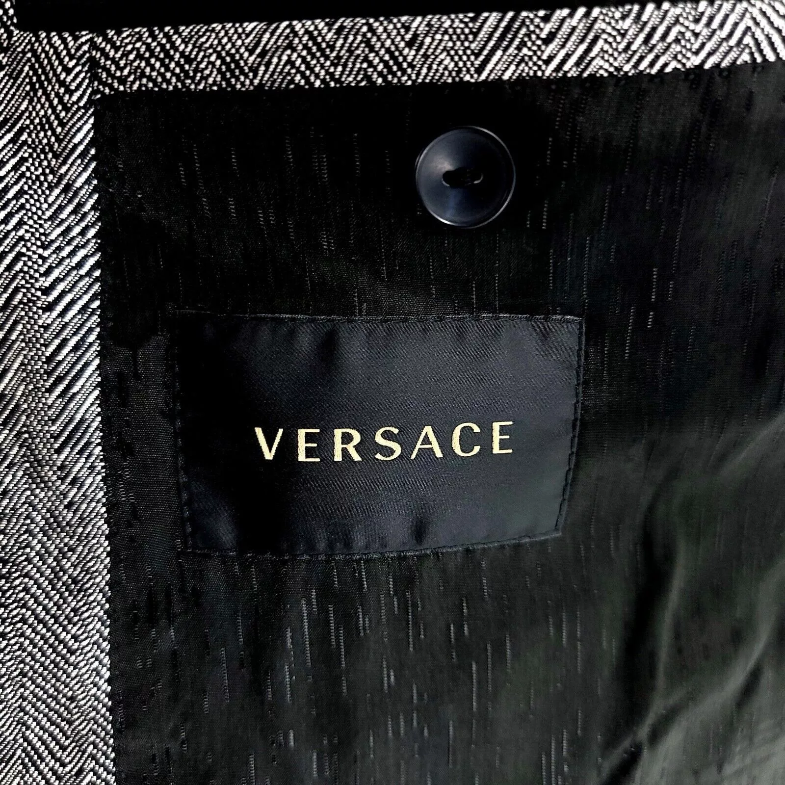 Versace Blazers Versace Hand Made Wool Silk 2 Button Blazer 44R Metallic Sil Silver