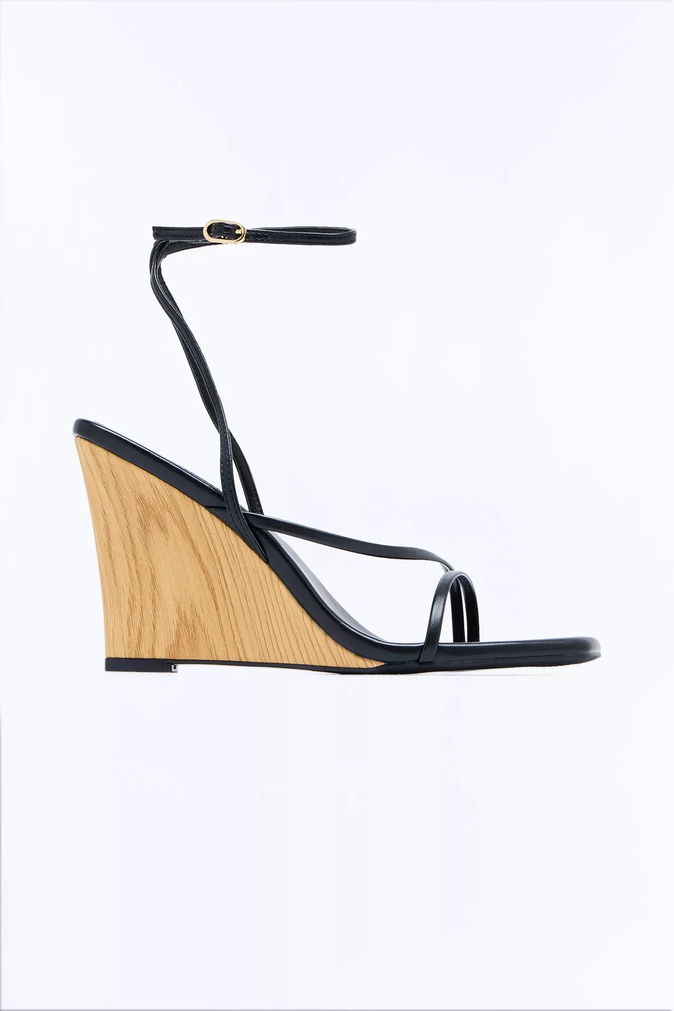 Mava Ankle Strap Wedges - Black
