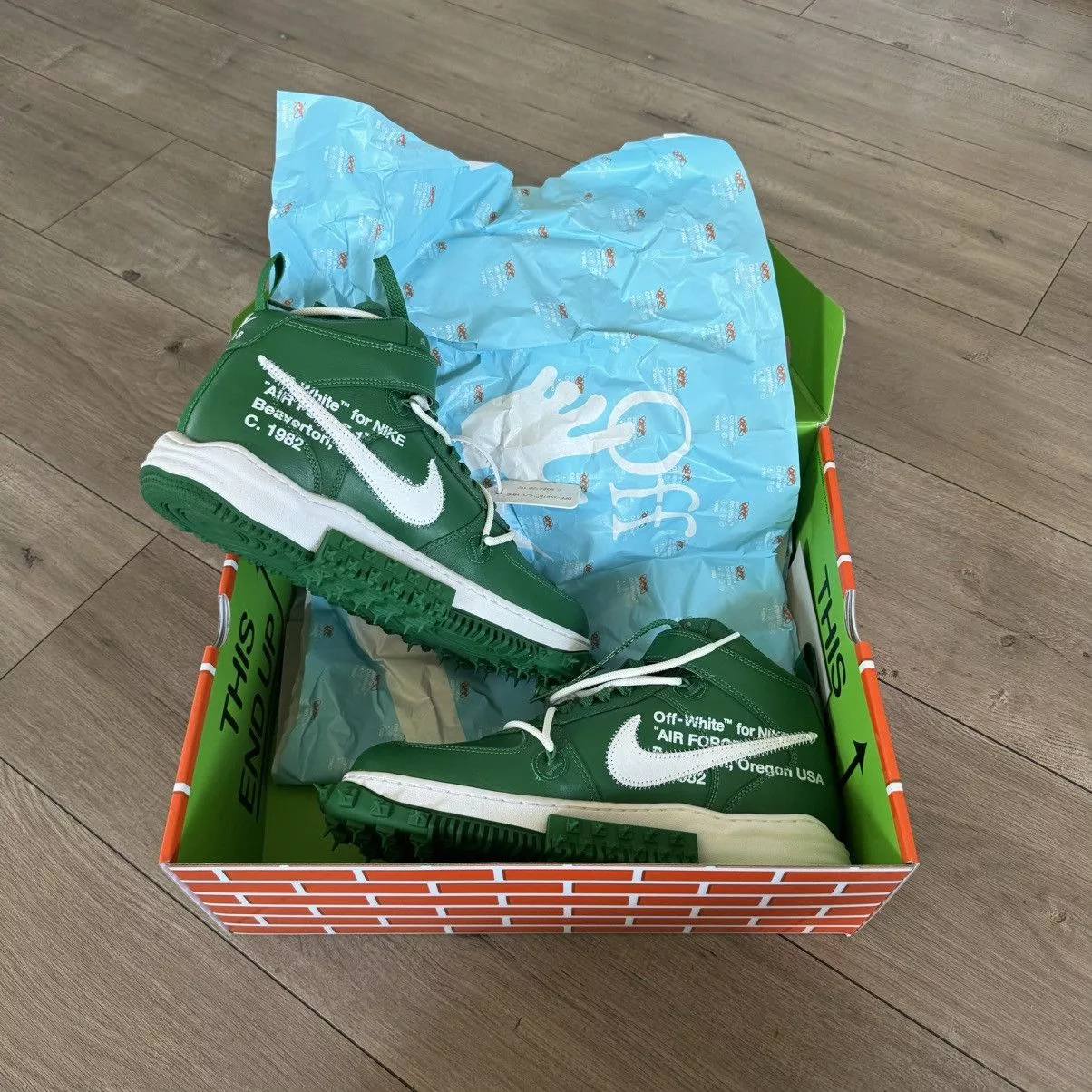 Off-White Hi Top Sneakers Off-White OFF WHITE x NIKE GREEN LEATHER MIDTOP SP AIRFORCE 1s