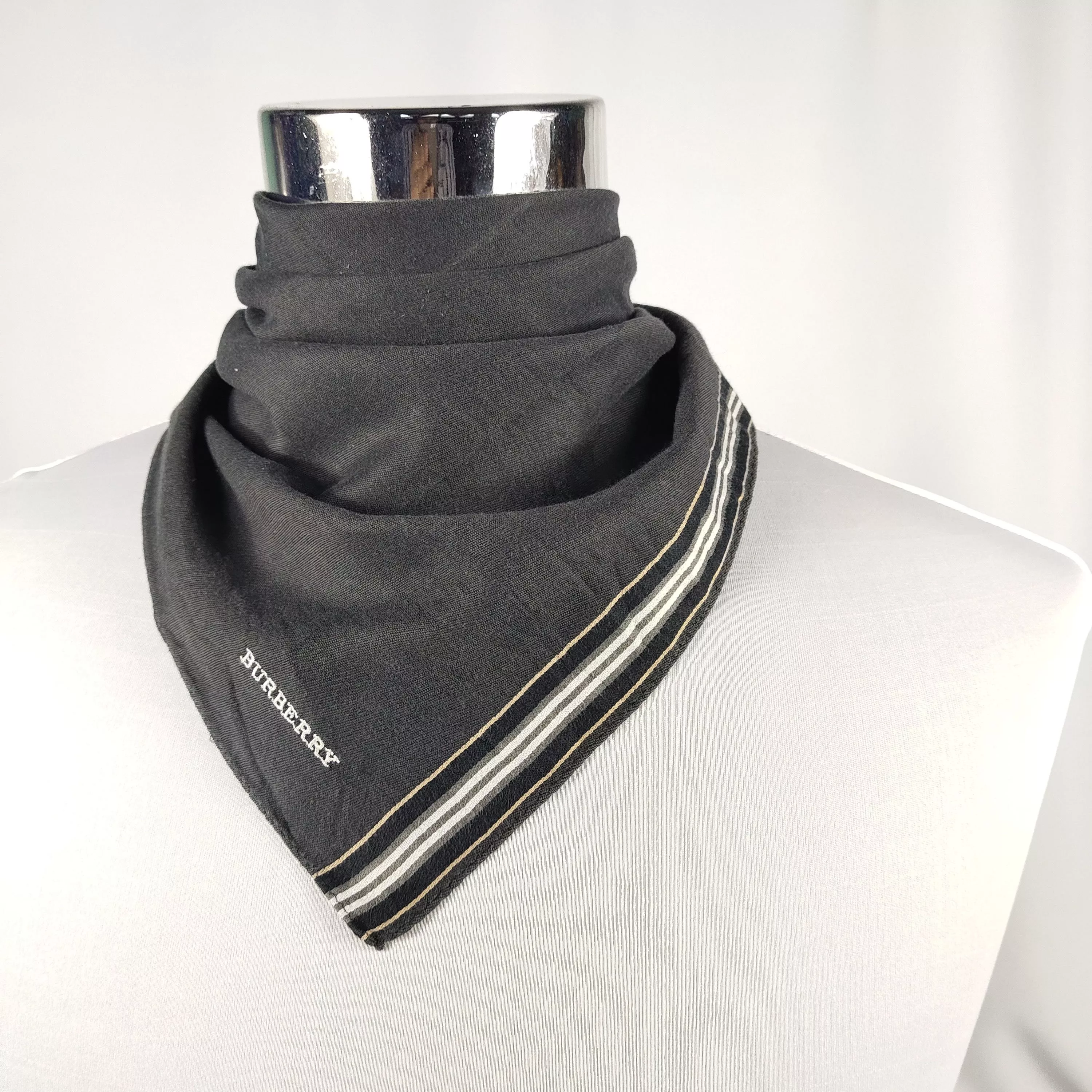 Burberry Ties Pocketsquares Burberry × Vintage Burberry Handkerchief / Neckerchief / Bandana FZ260 Black