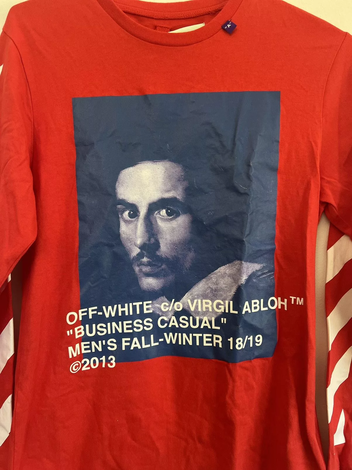 Off-White Long Sleeve T Shirts Off-White × Virgil Abloh Off white Bernini Long sleeve TEE Red