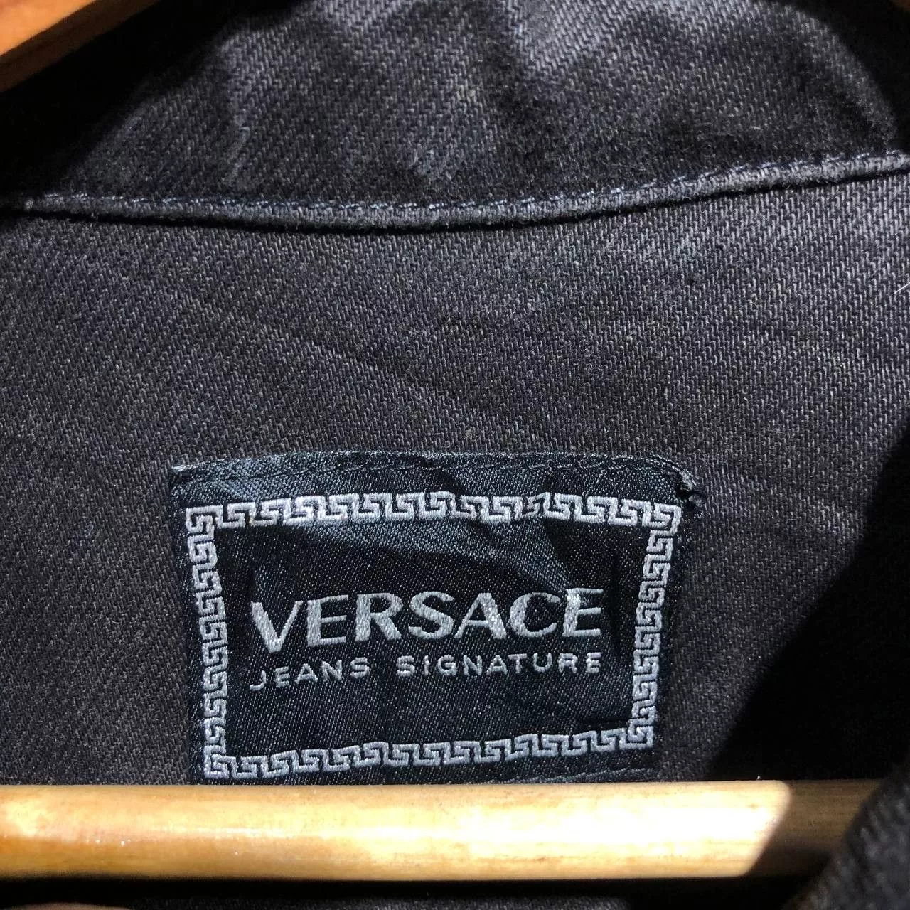 Versace Denim Jackets Versace Embroidered Logo Denim jacket Black