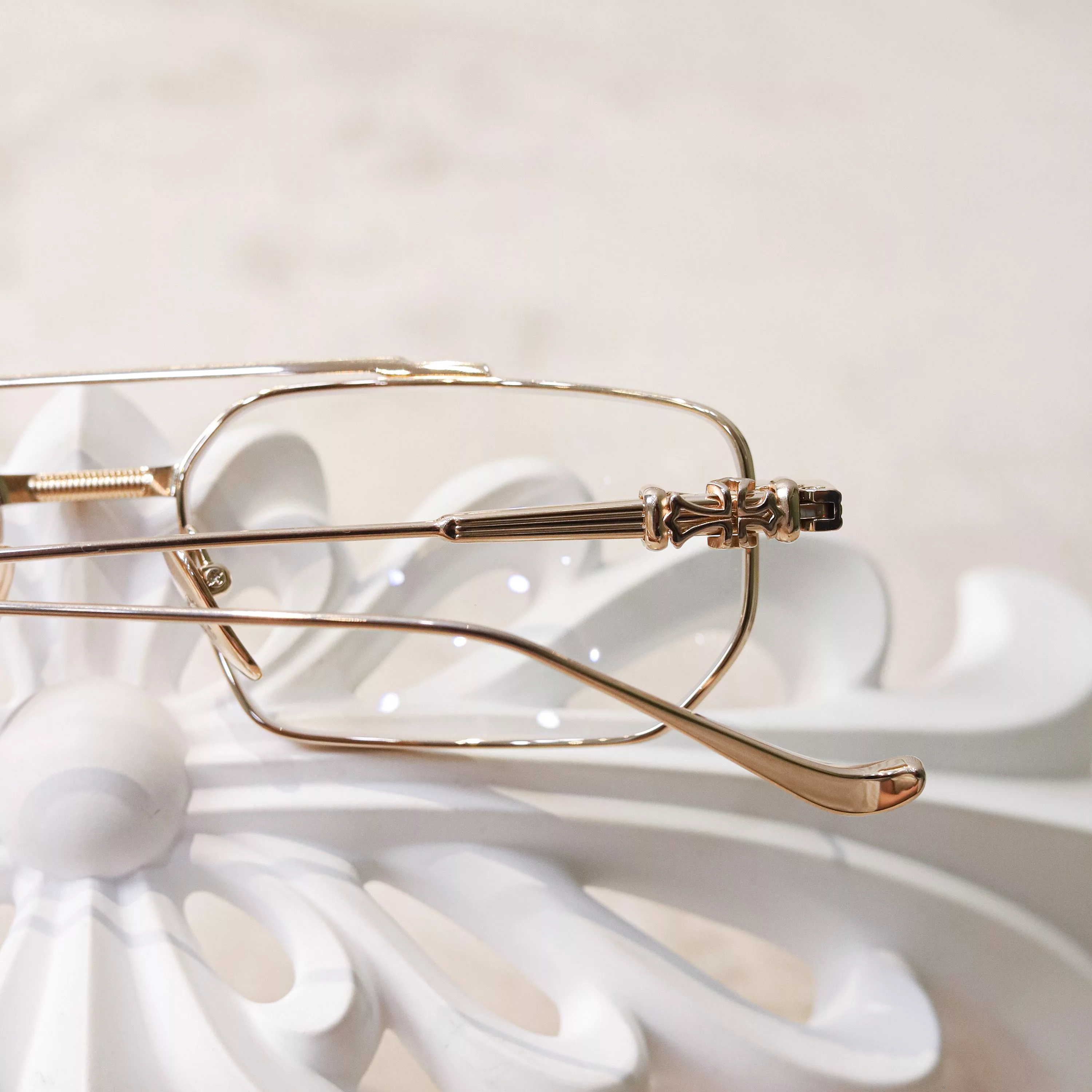 Chrome Hearts Glasses CHROME HEARTS GUSHER MATTE BLACK/GOLD PLATED