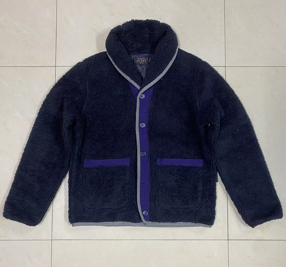 Beams Plus Light Jackets Beams Plus × Japanese Brand Beams Shawl Collar Fleece Jacket Black
