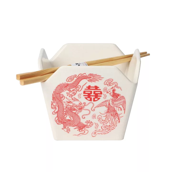 Phoenix Dragon Takeout Box w/ Chopsticks