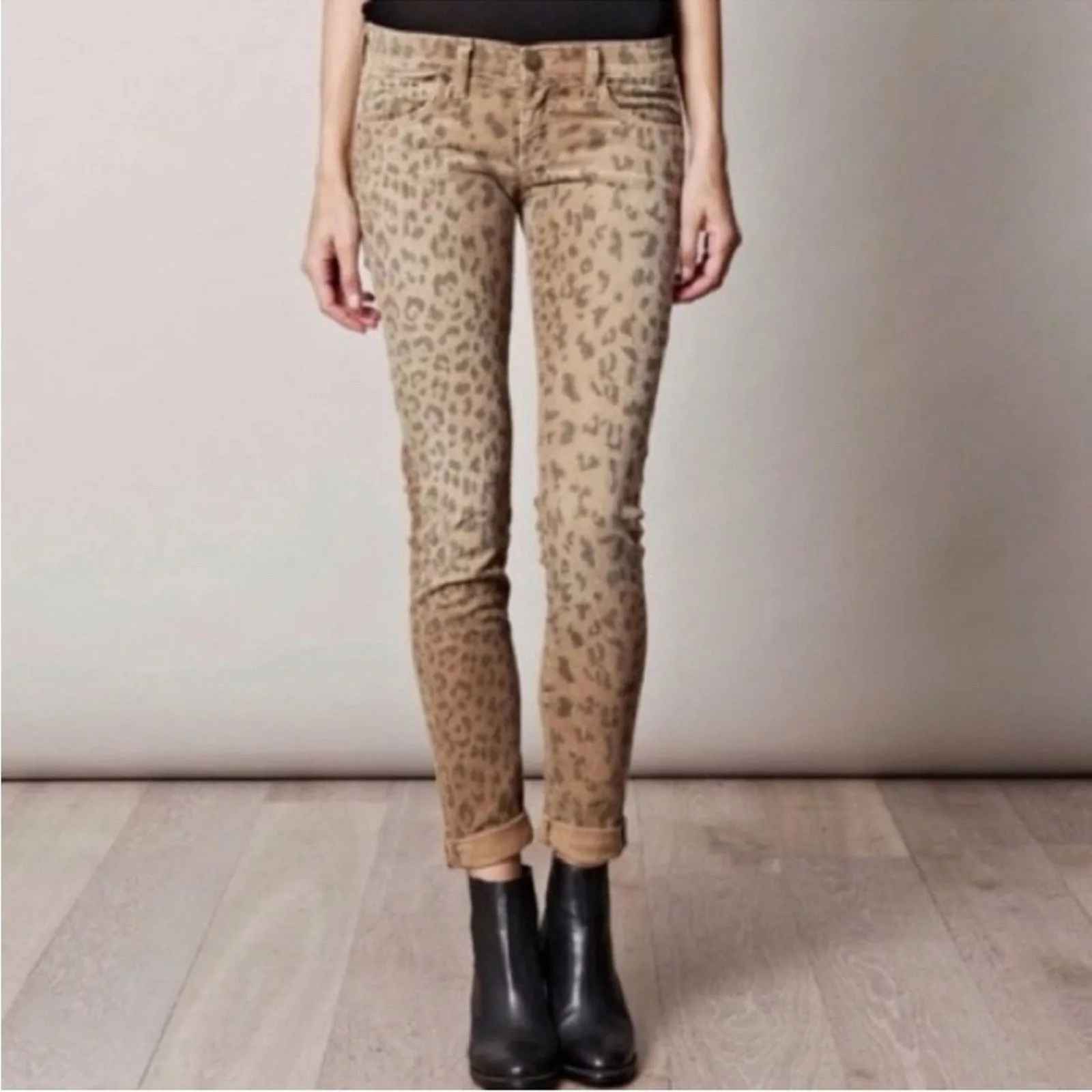 Current/Elliot Jeans Current/Elliott Leopard Skinny Stiletto Jean Sz 25 Indie Y2K Brown