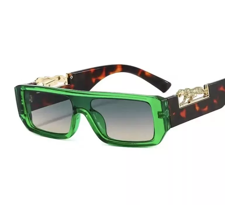 Electric Visual Sunglasses Electric Visual × Vintage Green Frame Leopard Sunglasess Streetwear