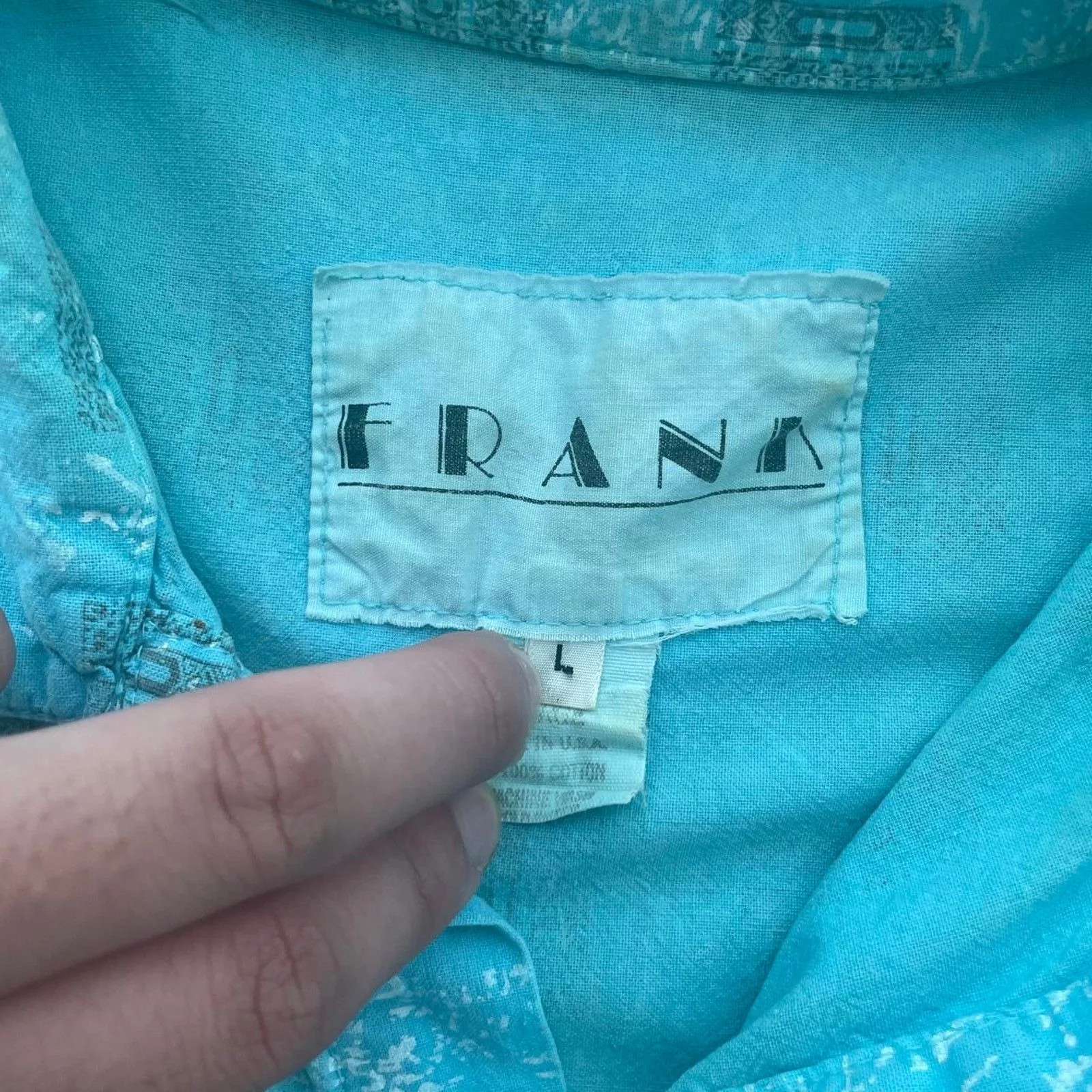 Vintage Shirts Button Ups Vintage Frank Light Blue Patterned Button Up Shirt