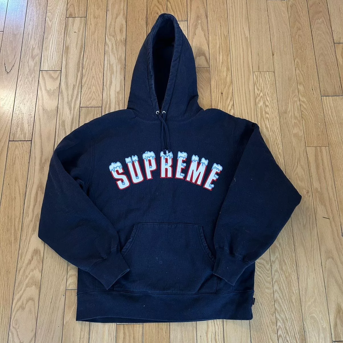 Supreme Sweatshirts Hoodies Supreme Icy Arc Hooded Sweatshirt Navy Medium Blue