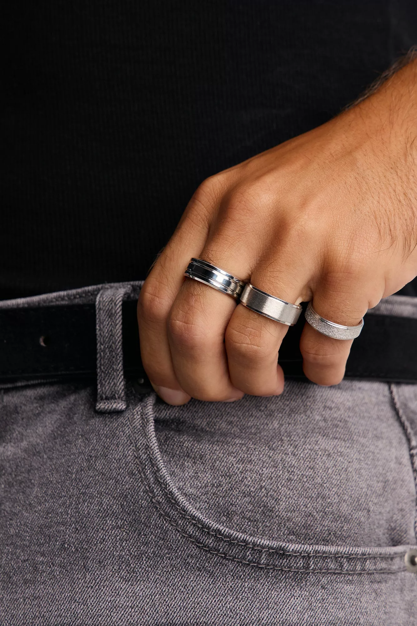Nightfall Eternity Ring Set - Silver