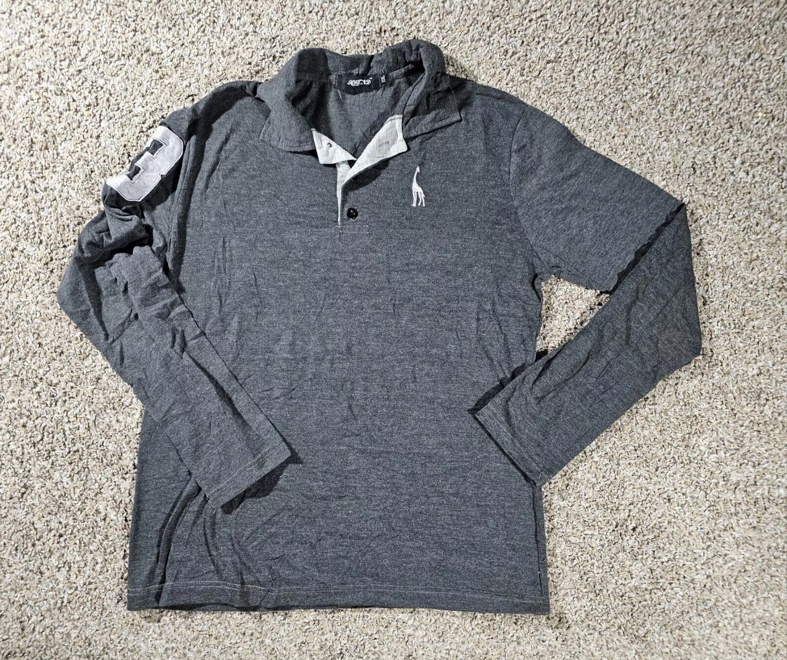 Designer Polos Designer Polo Country Club Giraffe Logo SEE MEASUREMENTS(XXL RUNS S) Gray