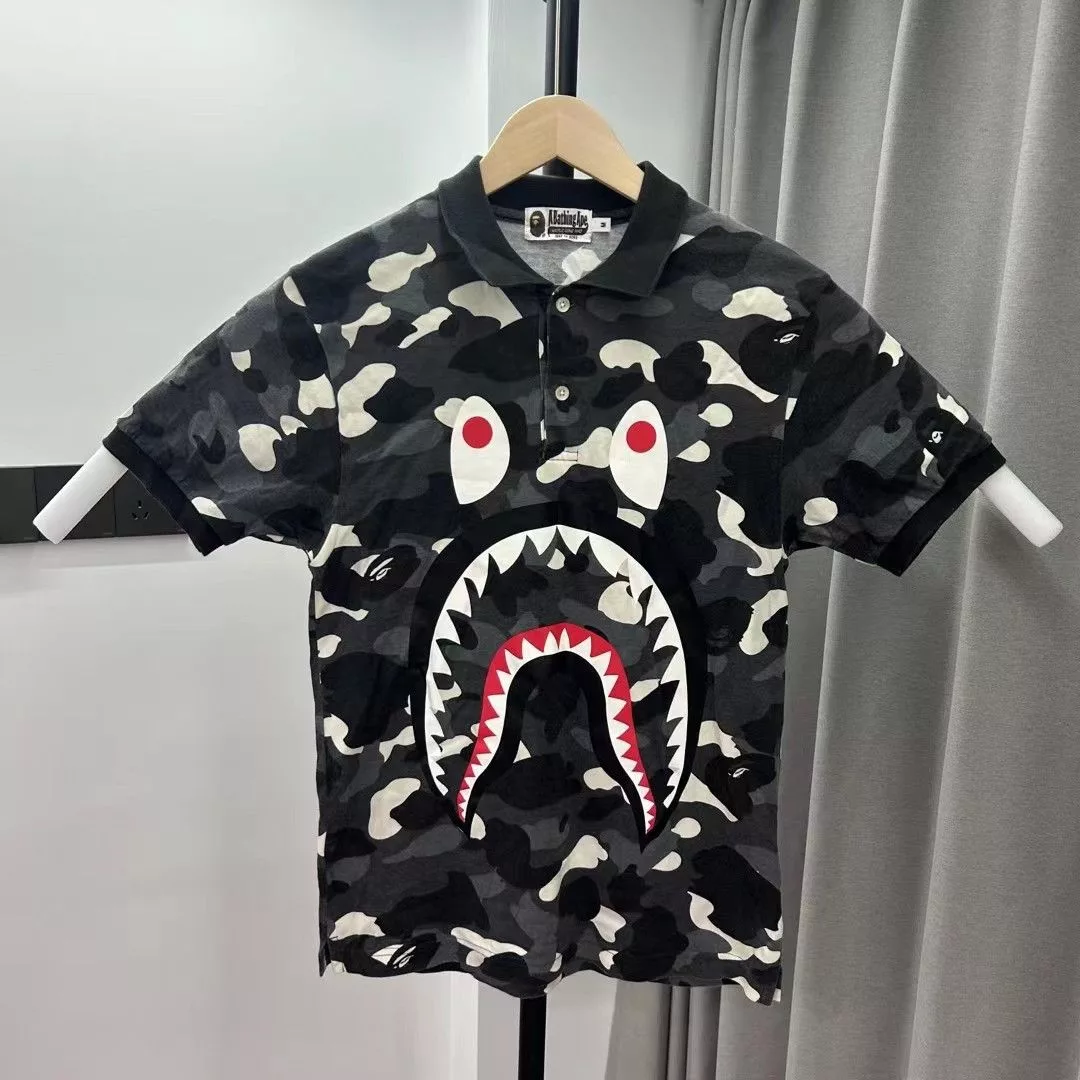 Bape Polos Bape CITY CAMO SHARK POLO Black
