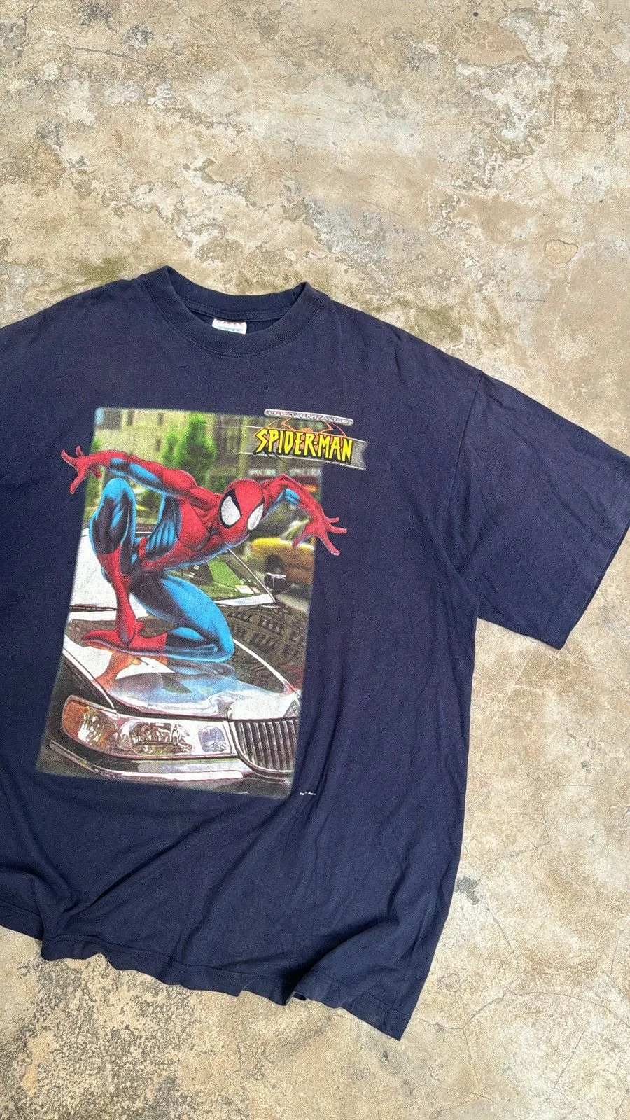 Marvel Comics Short Sleeve T Shirts Marvel Comics × Vintage Spiderman Vintage 00s Front Hit Blue Tee Black