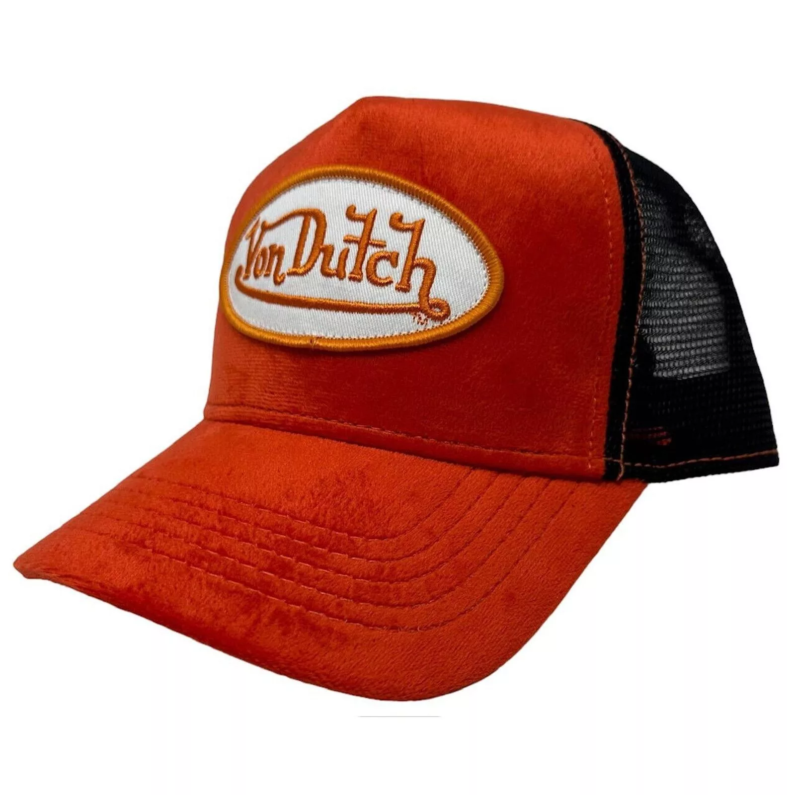 Von Dutch Hats Von Dutch Trucker Hat Red & Black Velvet Embroidered Cap