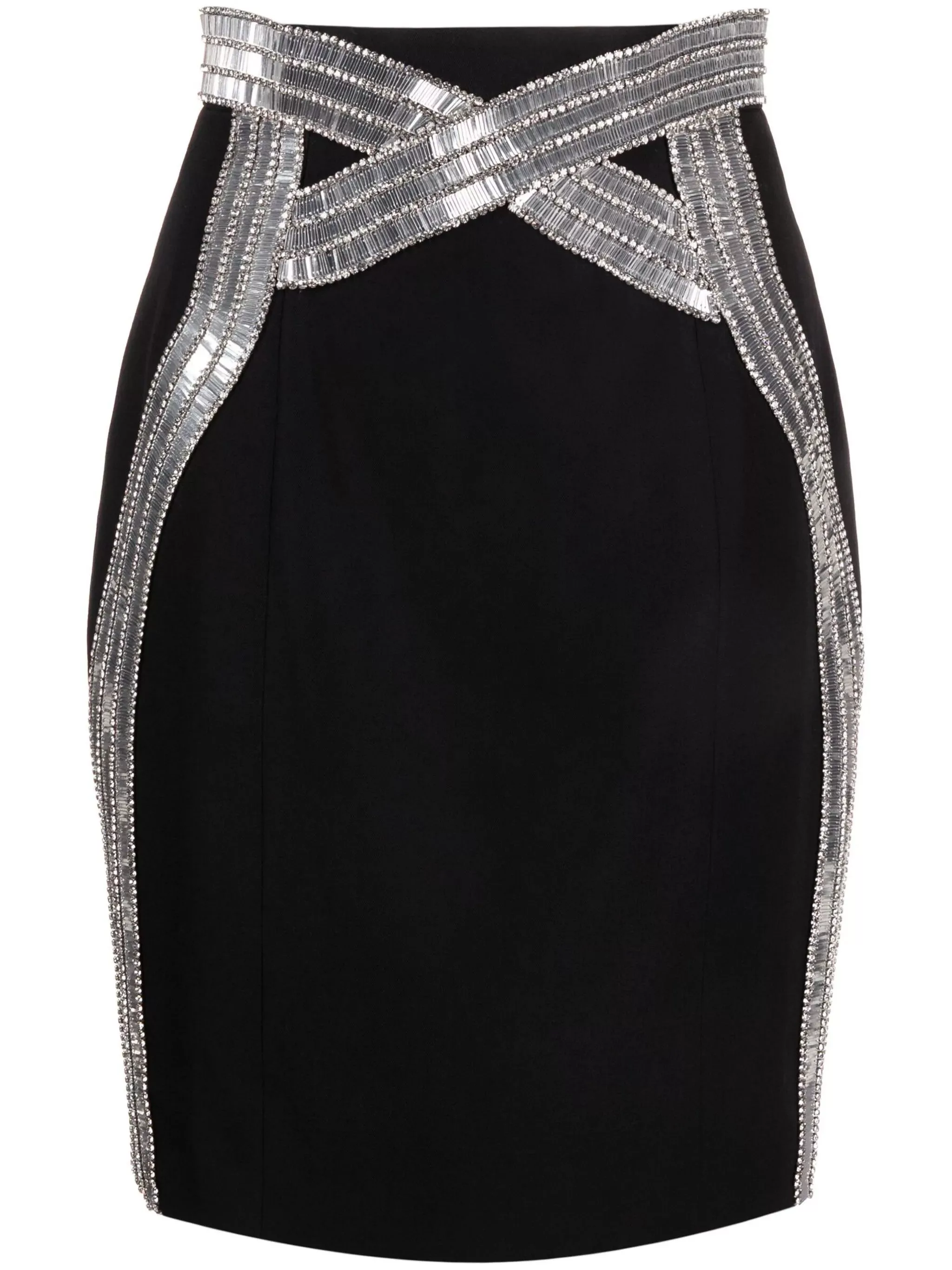 Balmain Mini Skirts Balmain o1s1rm0624 Pencil Skirt in Black/Silver