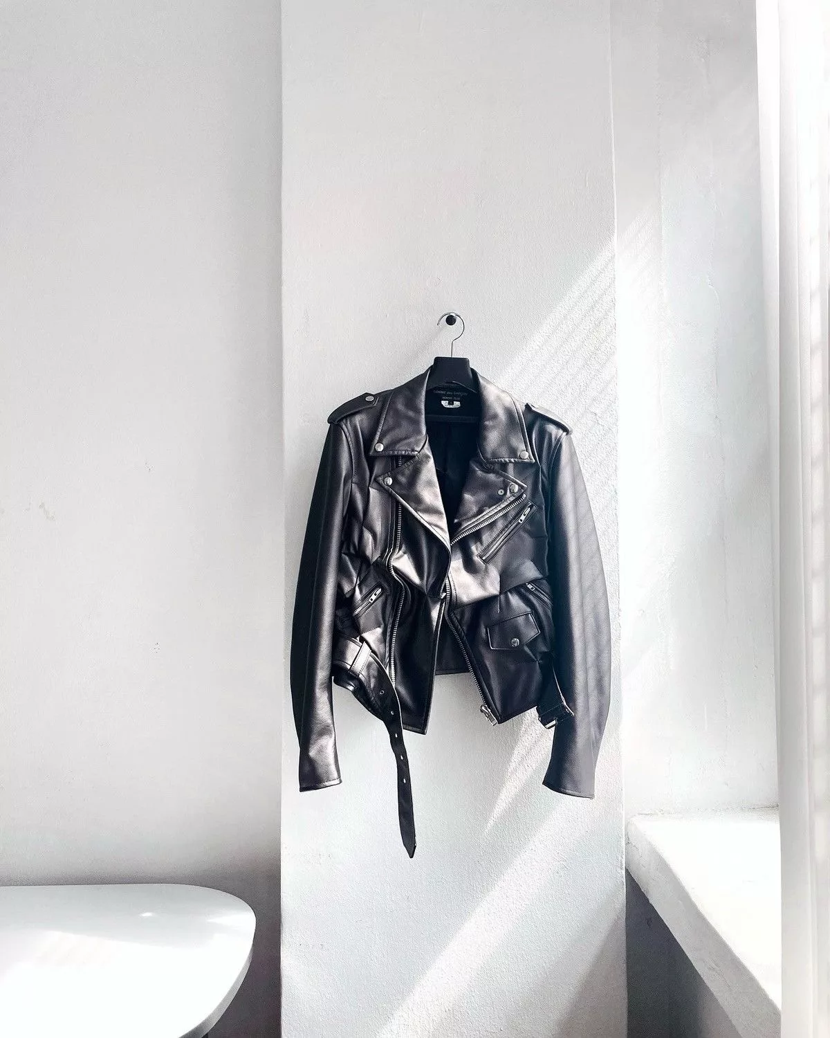 Comme des Garcons Leather Jackets Comme des Garcons × Comme des Garcons Homme Plus × Junya Watanabe ❌ NWT CDG AD2020 homme plus fold stitch Rider Black