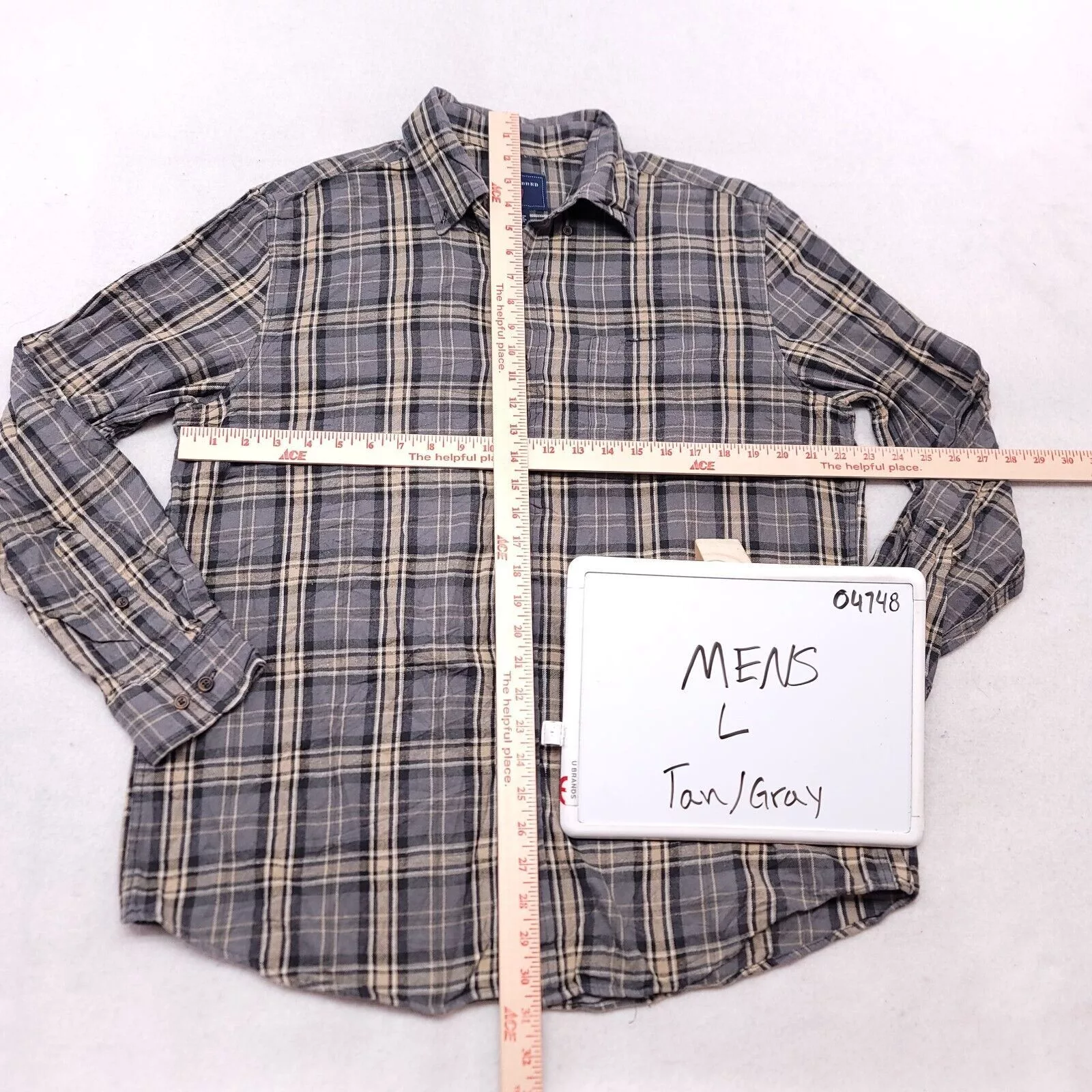 Saddlebred Shirts Button Ups Saddlebred Tartan Flannel Casual Shirt Mens Size Large Gray