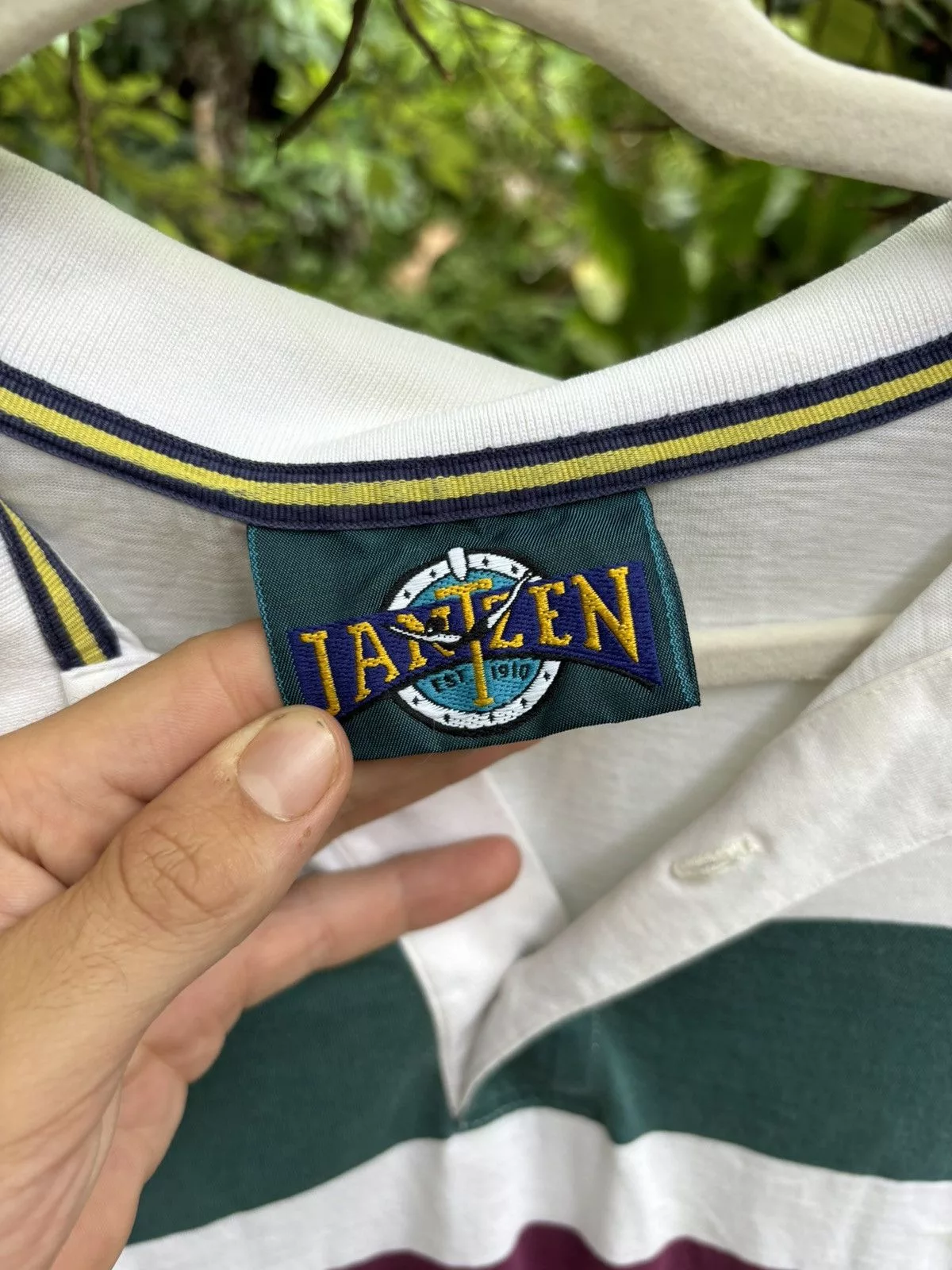 Vintage Polos Vintage 90s Striped Polo White