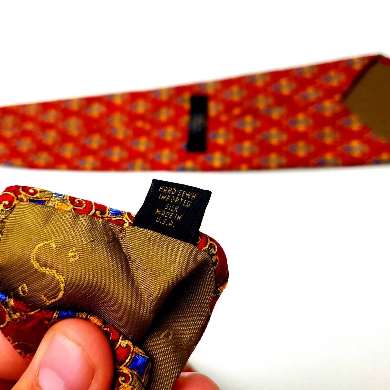 Robert Talbott Ties Pocketsquares Robert Talbott Studio Silk Tie Print Red Short Wide Geometri