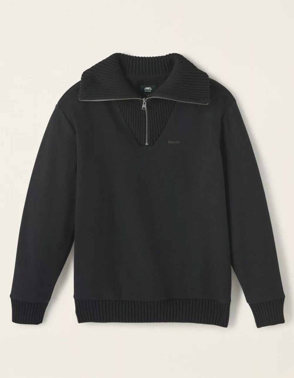 Roots Sweaters Knitwear ROOTS - Hybrid Mock Zip Sweater - Black