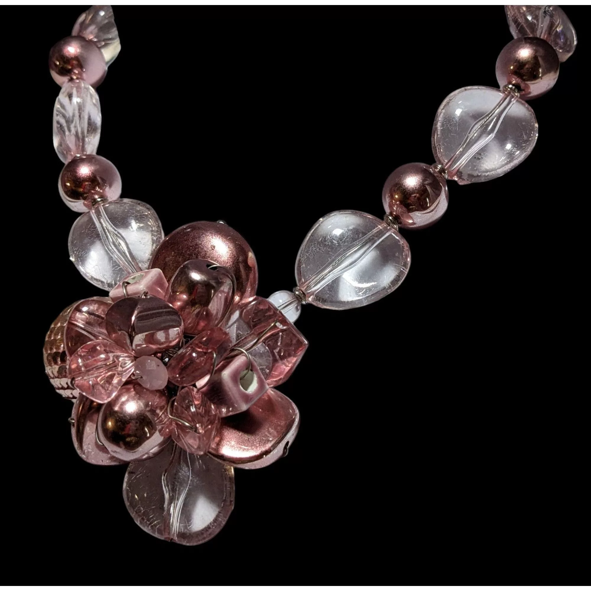 Other Necklaces Other Pink Metallic Floral Statement Necklace