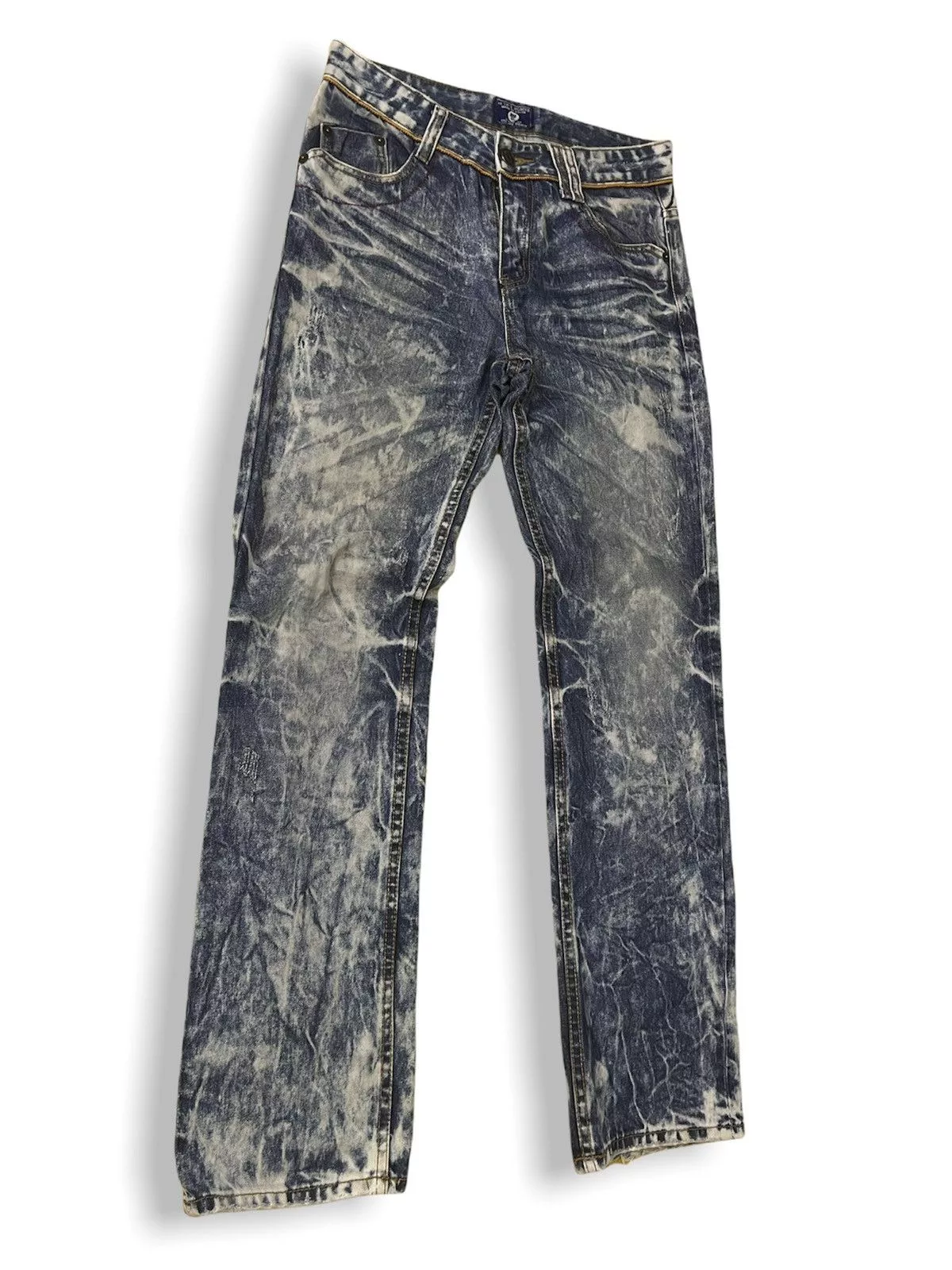 Bleach × Vintage INTERROGATION BLEACH DENIM JEANS AVANT GARDE Blue Avant-Garde