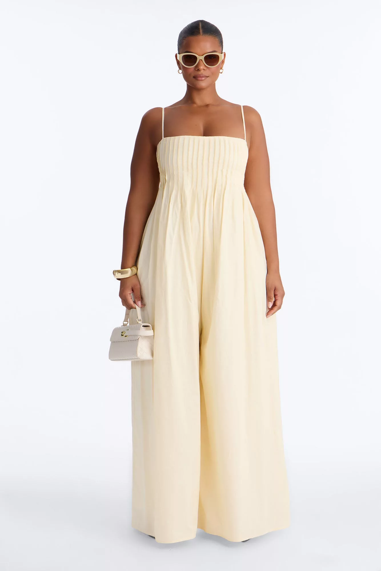 Tate Poplin Wide Leg Jumpsuit - Yellow