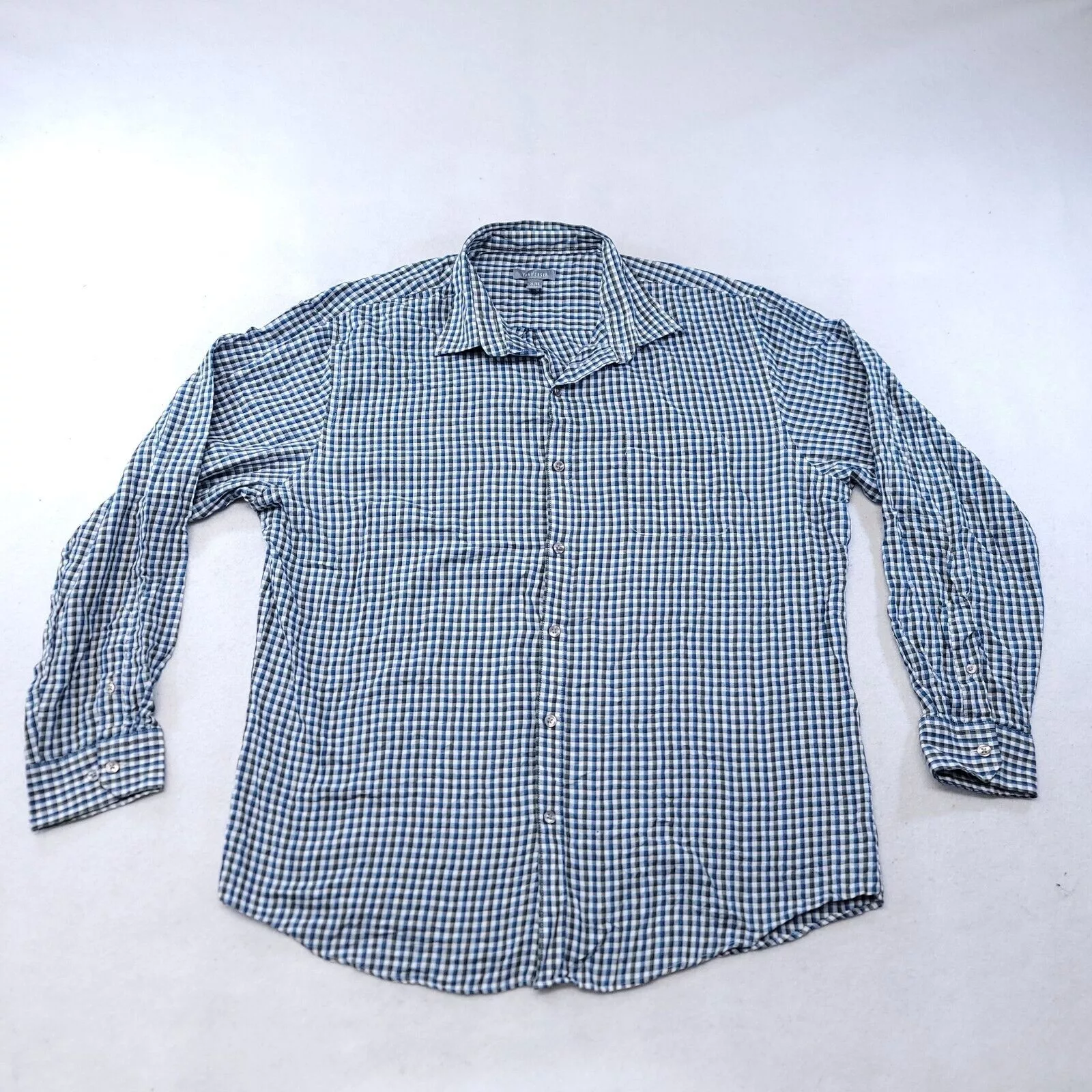 Van Heusen Shirts Button Ups Van Heusen Gingham Flannel Button Up Shirt Mens Size XL Blue