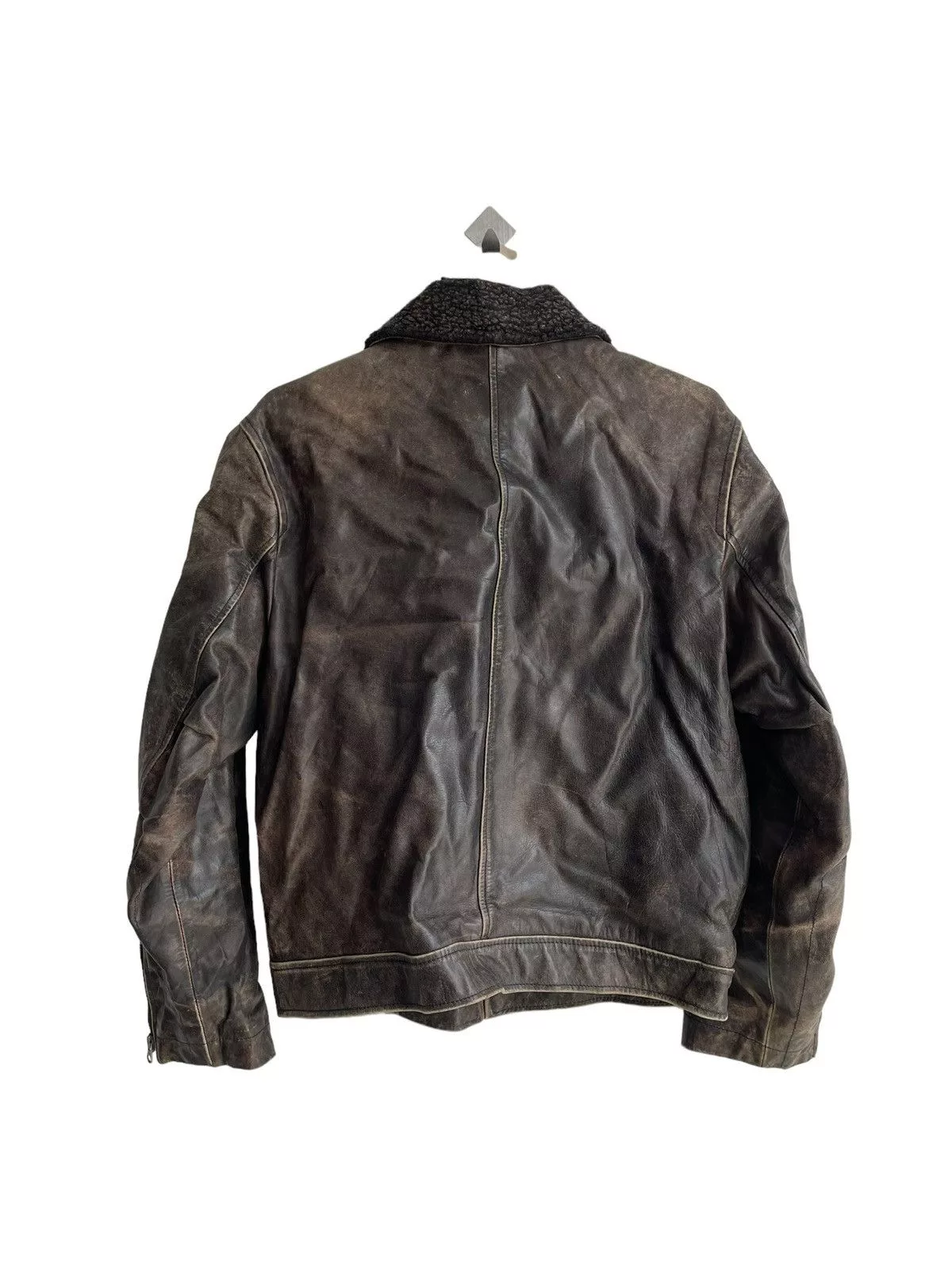 Gap Leather Jackets 1990s GAP 🇺🇸 Fur Neck Leather Biker Jacket Black