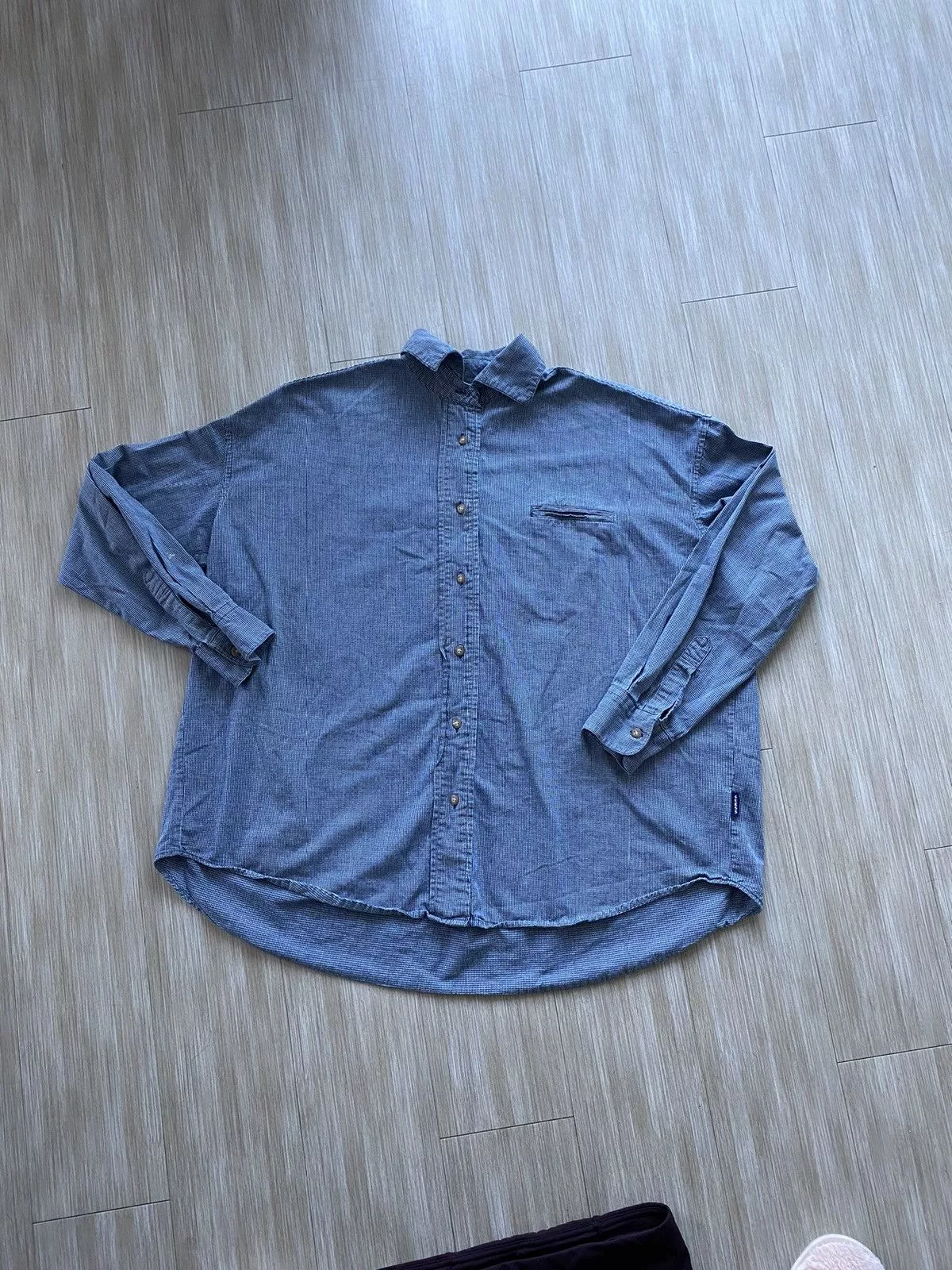 Guess Shirts Button Ups 90s GUESS blue/white long sleeve button down large