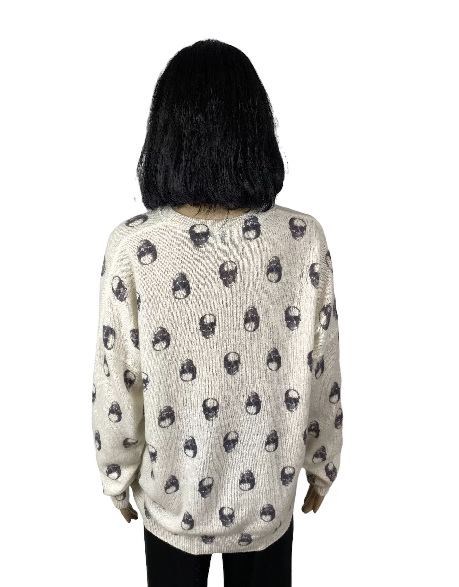 Designer Sweaters Designer skull cashmere printed sweater large Beige