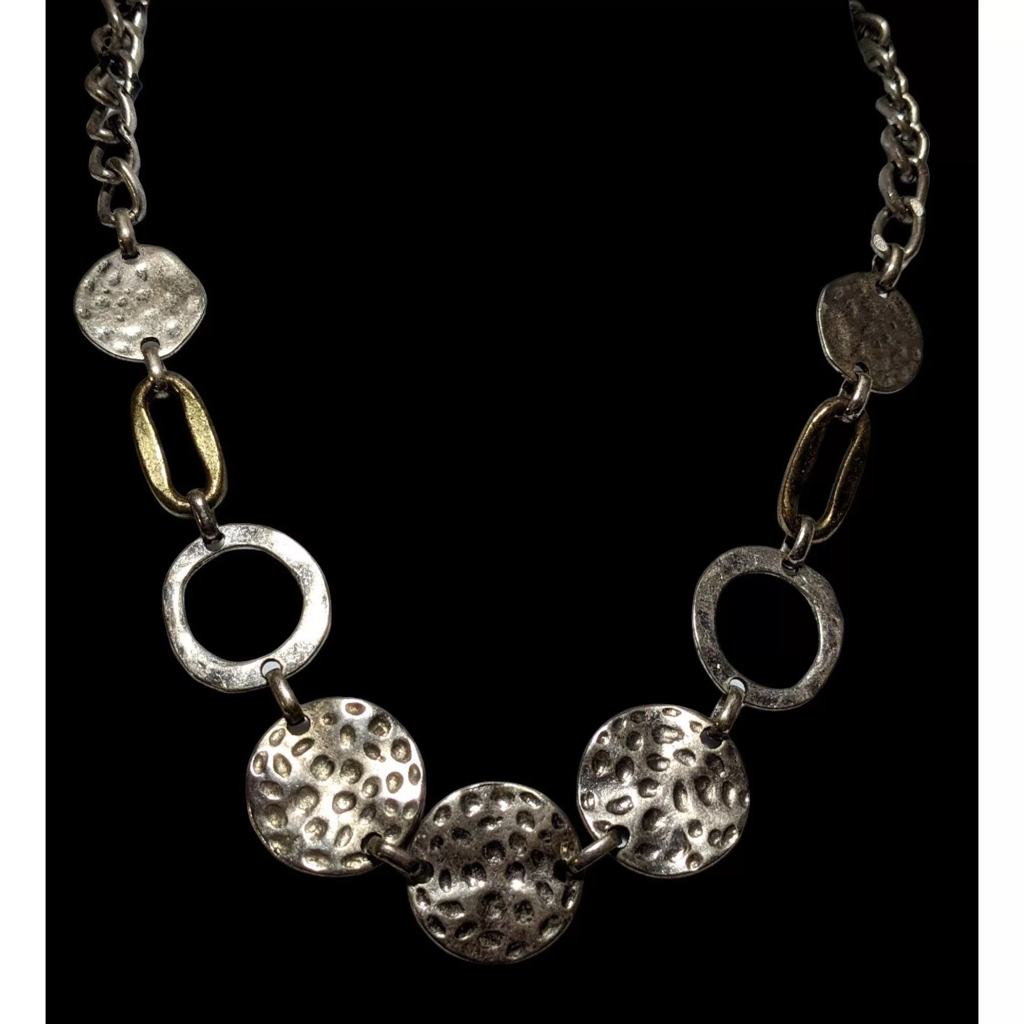 Other Necklaces Other Ruby Rd. Brutalist Hammered Disc Necklace Silver