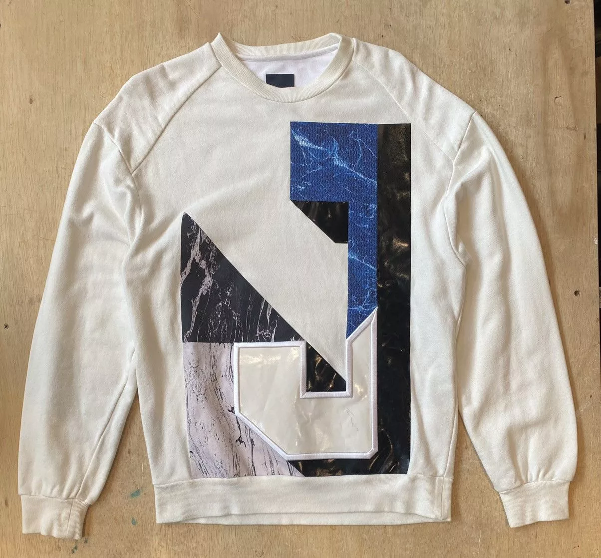 Juun.J Sweatshirts Hoodies Juun.J Juun J Marble Crewneck Sweatshirt Size S White