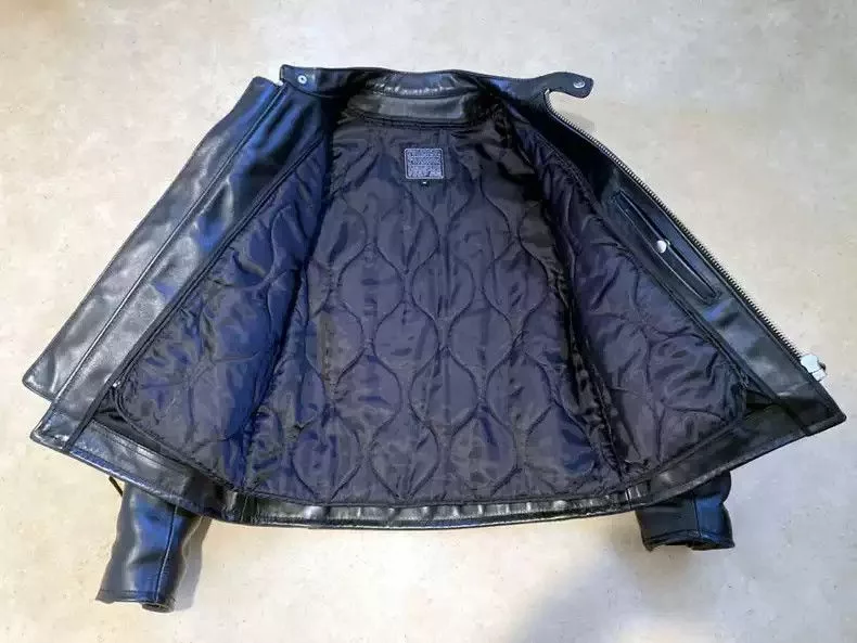 Kadoya Leather Jackets kadoya Straight-pull collar leather coat Black