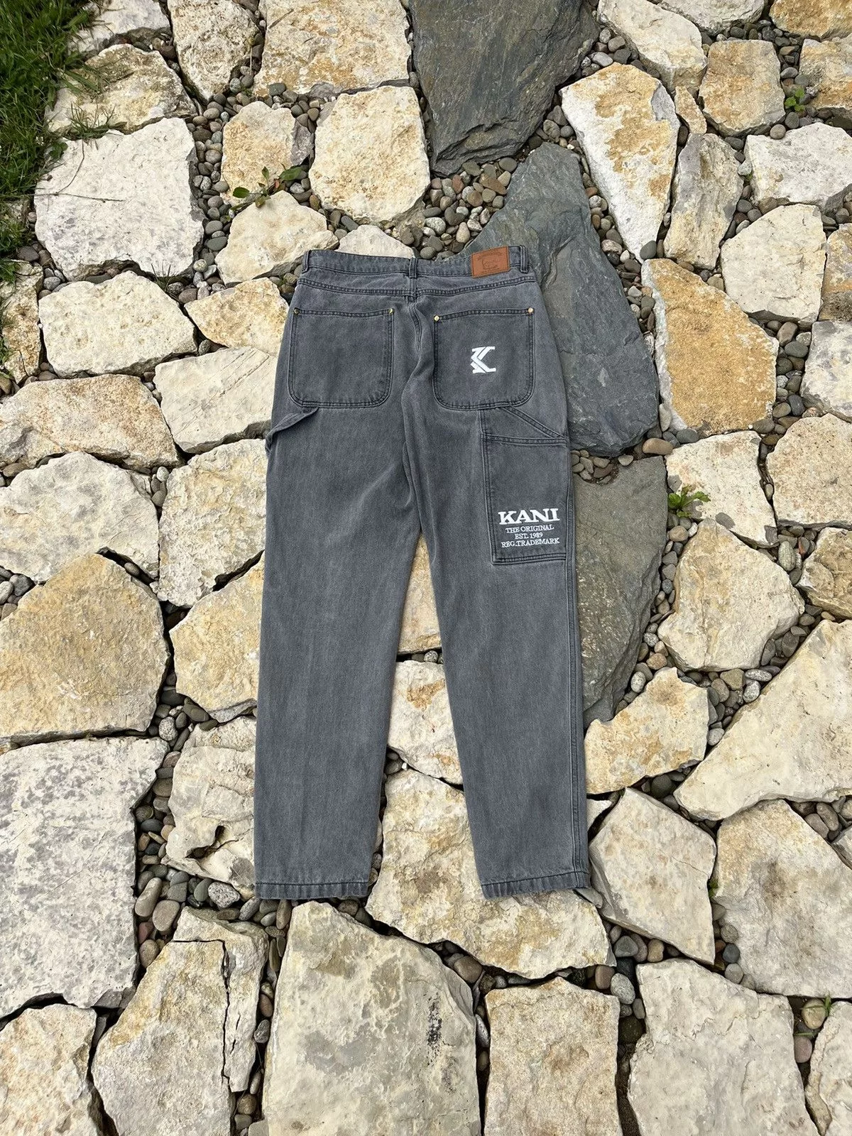 Karl Kani Denim Karl Kani distressed jeans pants y2k baggy pants washed Gray Streetwear