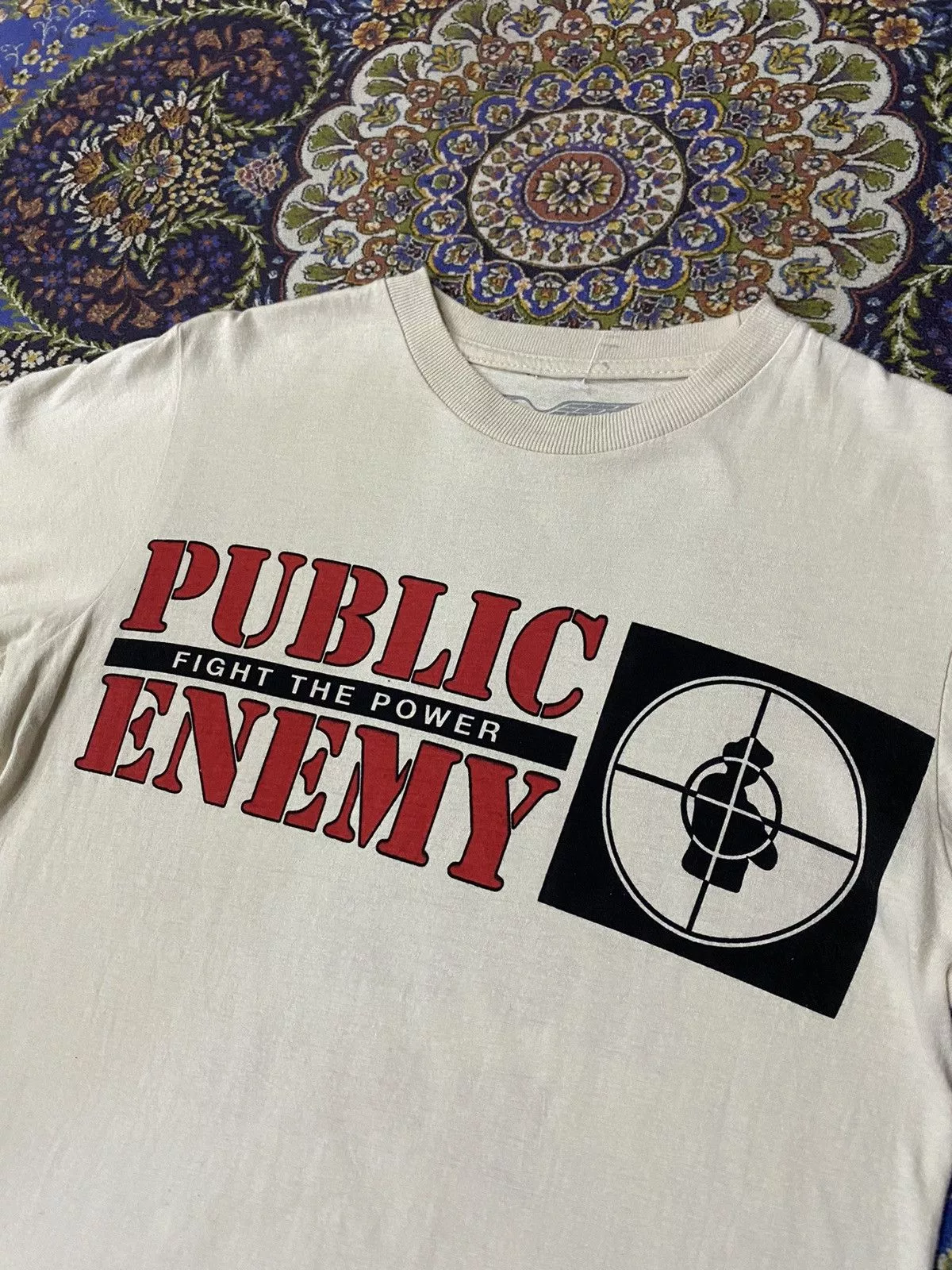 Rap Tees Short Sleeve T Shirts Rap Tees Public Enemy Beige