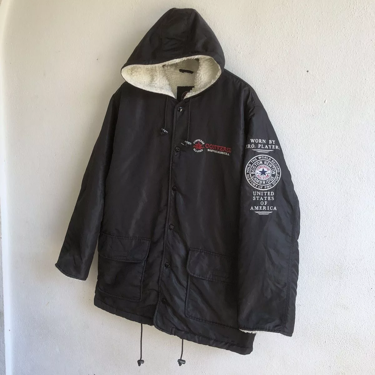 Converse Raincoats CONVERSE spellout embroidered logo raincoat Black
