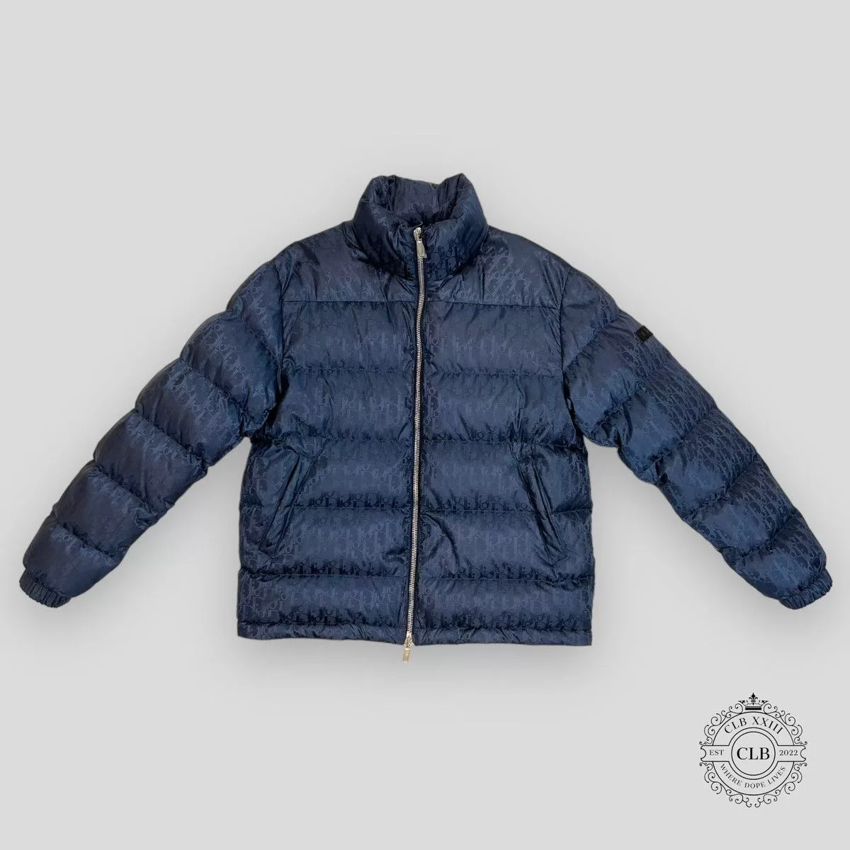 Dior Heavy Coats DIOR OBLIQUE DOWN JACKET - NAVY BLUE