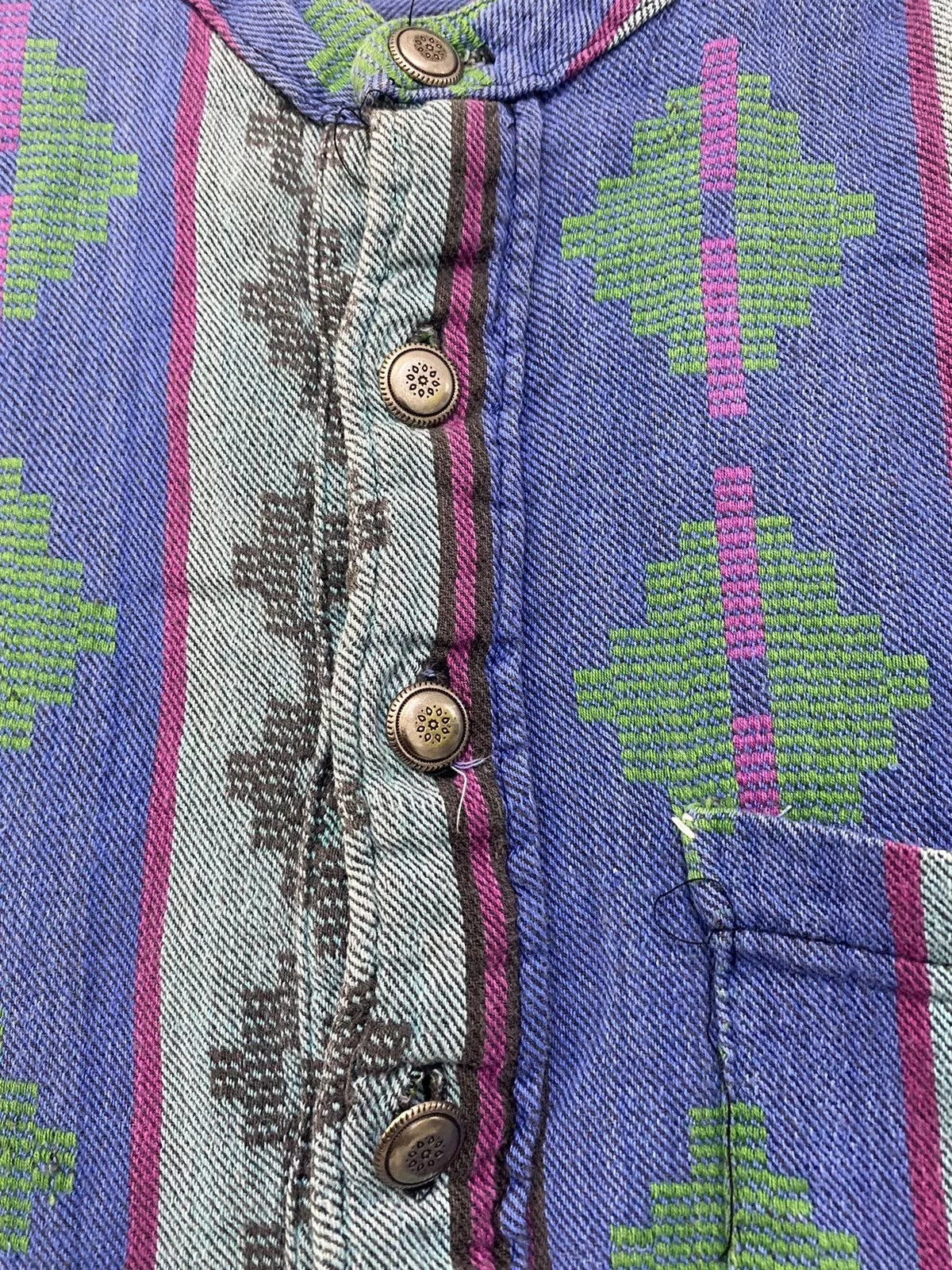 Art Comes First Shirts Button Ups Art Comes First × Native × Vintage NATIVE AMERICAN Half button up by ALLEN WAH Blue