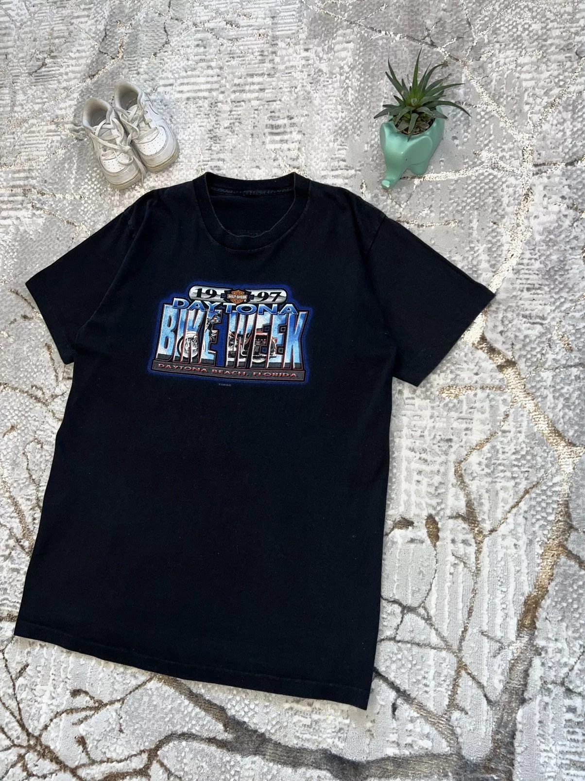 Harley Davidson Short Sleeve T Shirts Harley Davidson × Vintage HARLEY DAVIDSON 1996 VINTAGE DAYTONA BIKE WEEK T-SHIRT TEE Black Streetwear