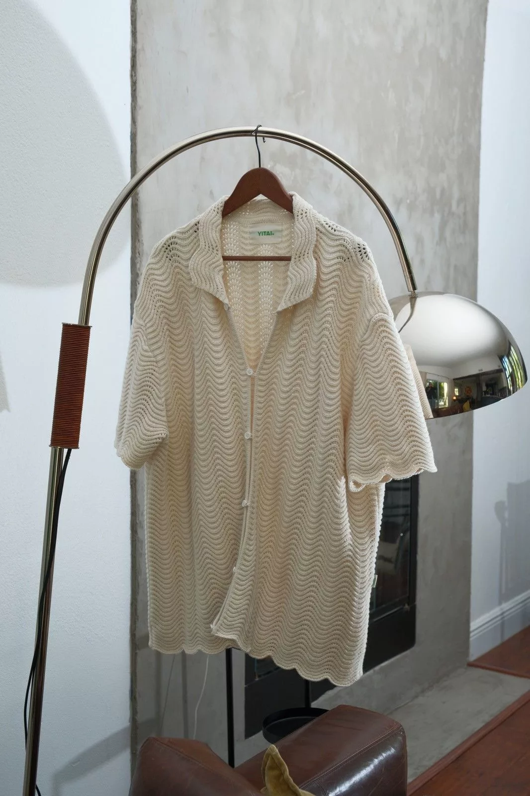 YITAI Shirts Button Ups Yitai Crochet Button Up White
