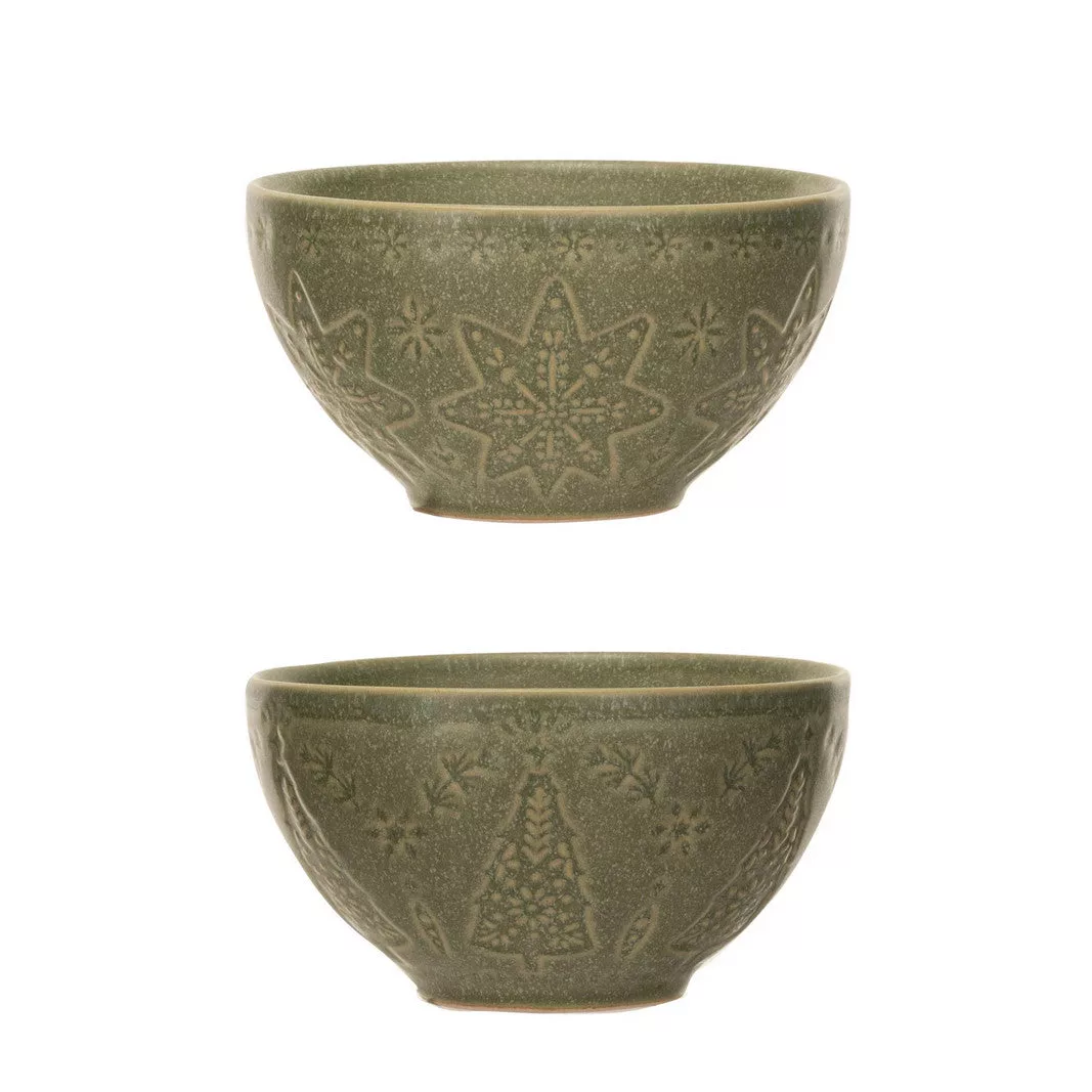10oz Stoneware Green Bowl, asstd