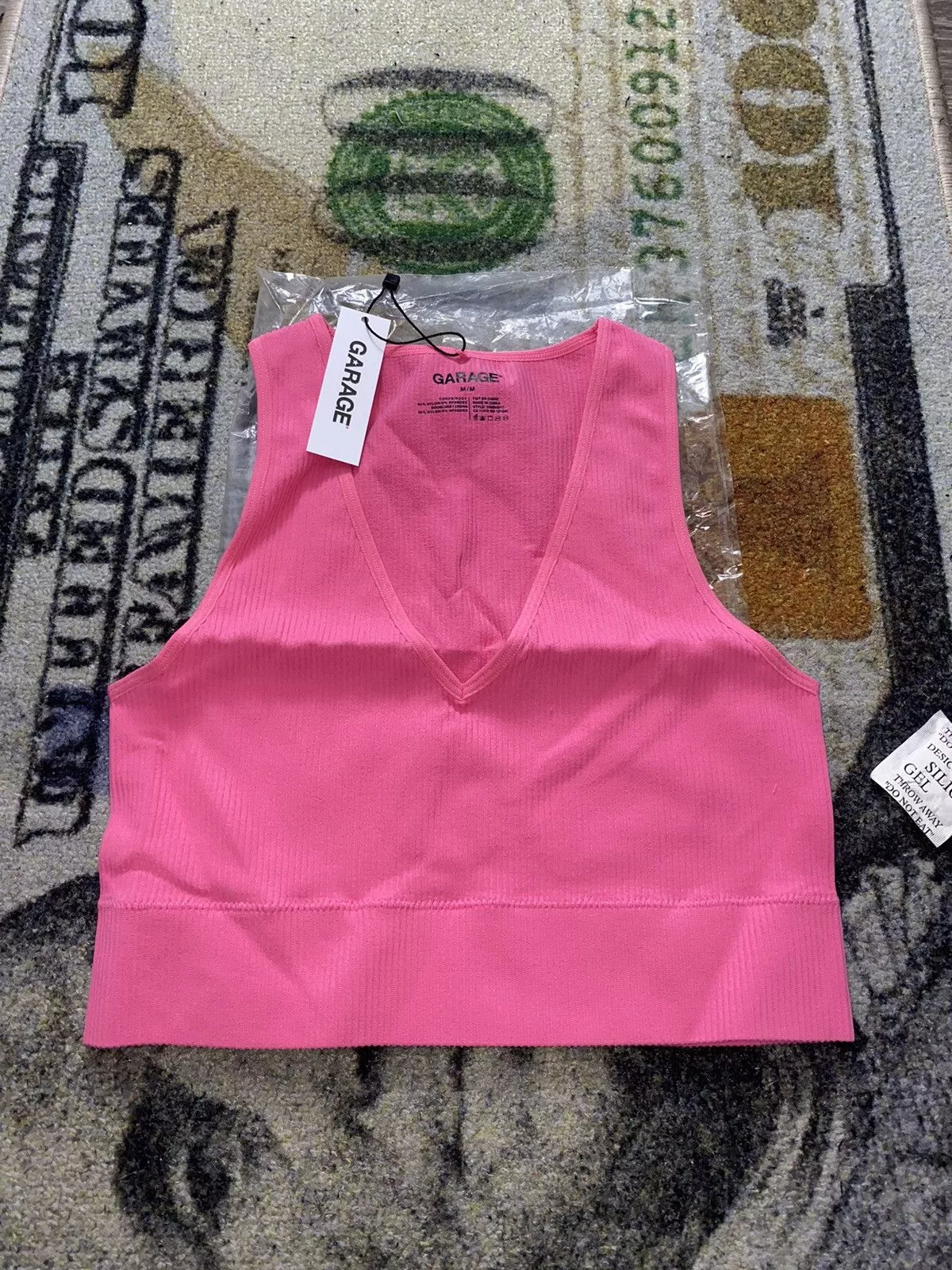 Garage Crop Tops Garage Summer Seamless Deep Plunge Top Pink