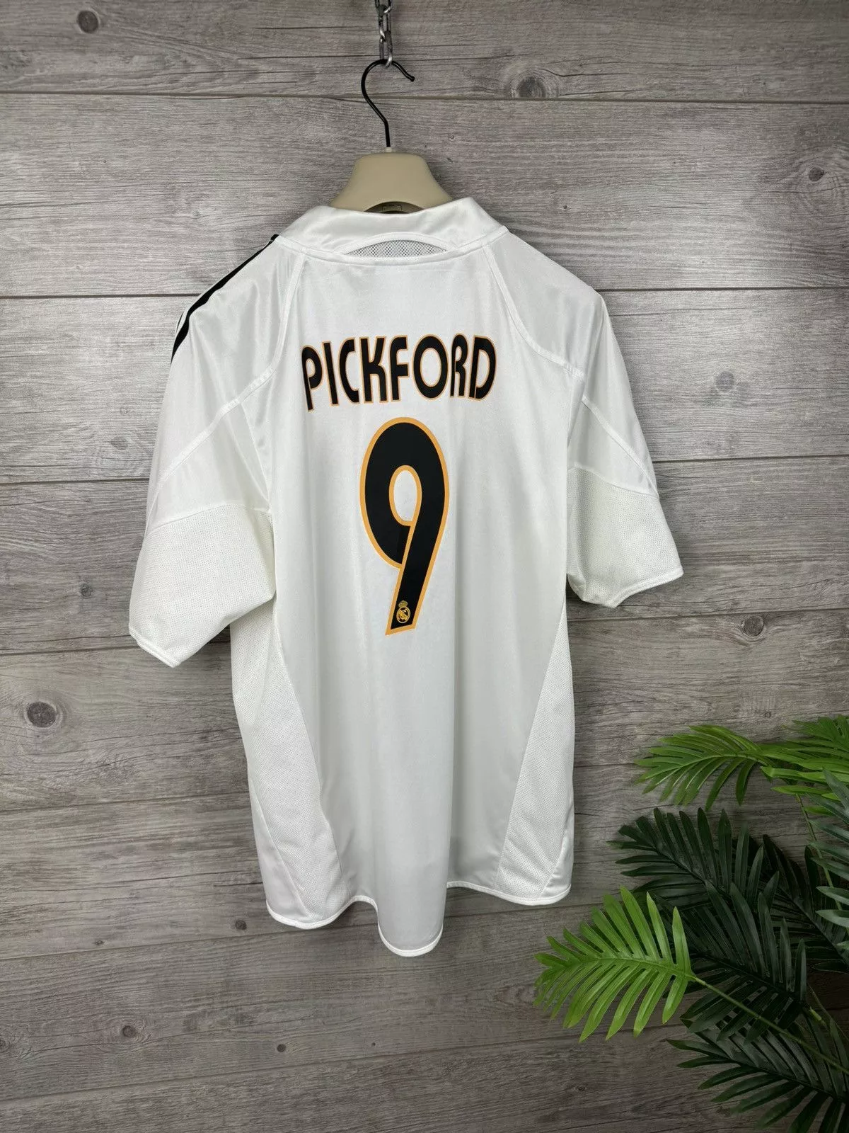 Adidas Jerseys ADIDAS REAL MADRID SOCCER JERSEY VINTAGE 2004 #9 PICKFORD White Sportswear