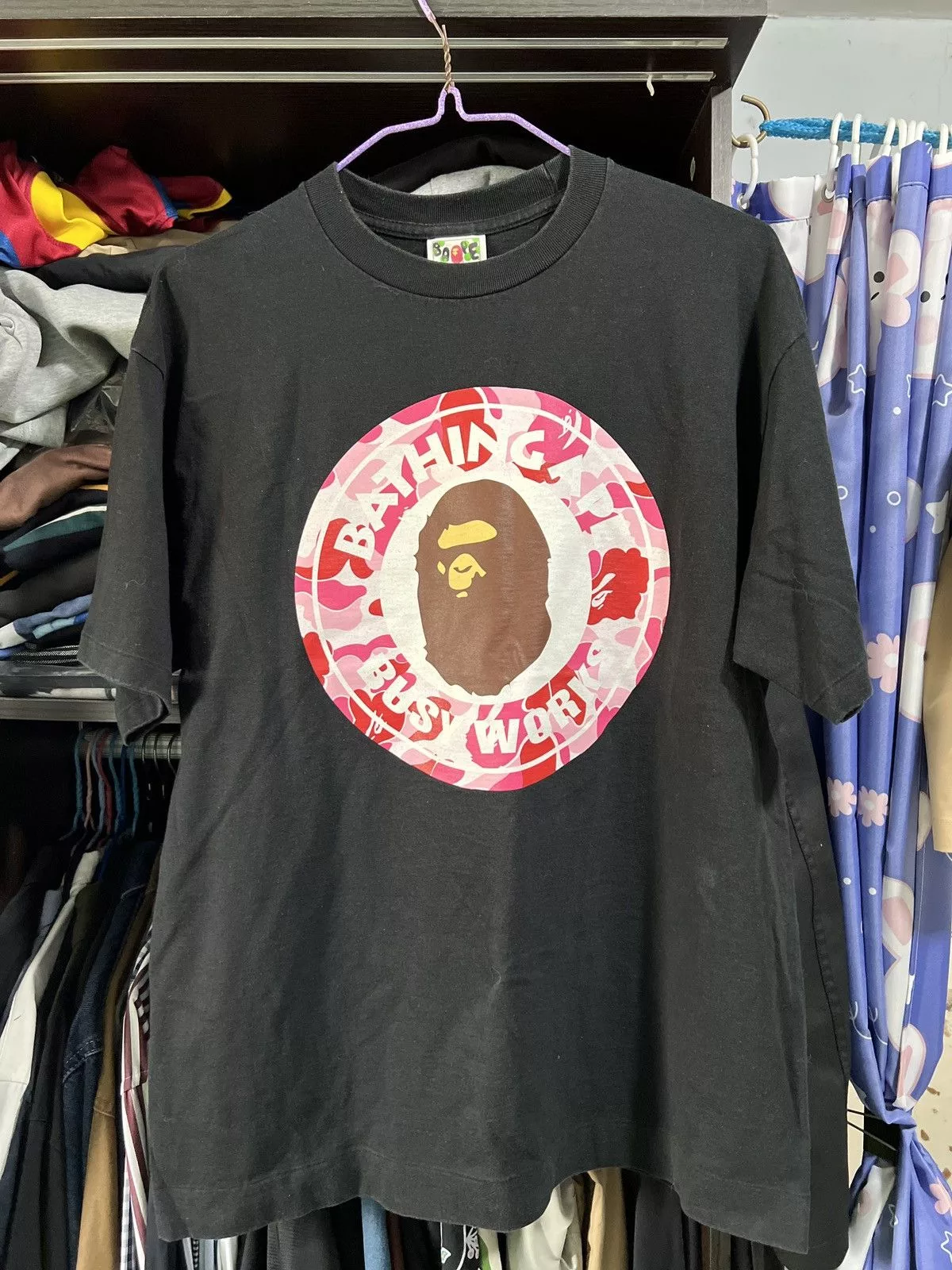 Bape Short Sleeve T Shirts Bape ABC Camo Busy Works Tee Black